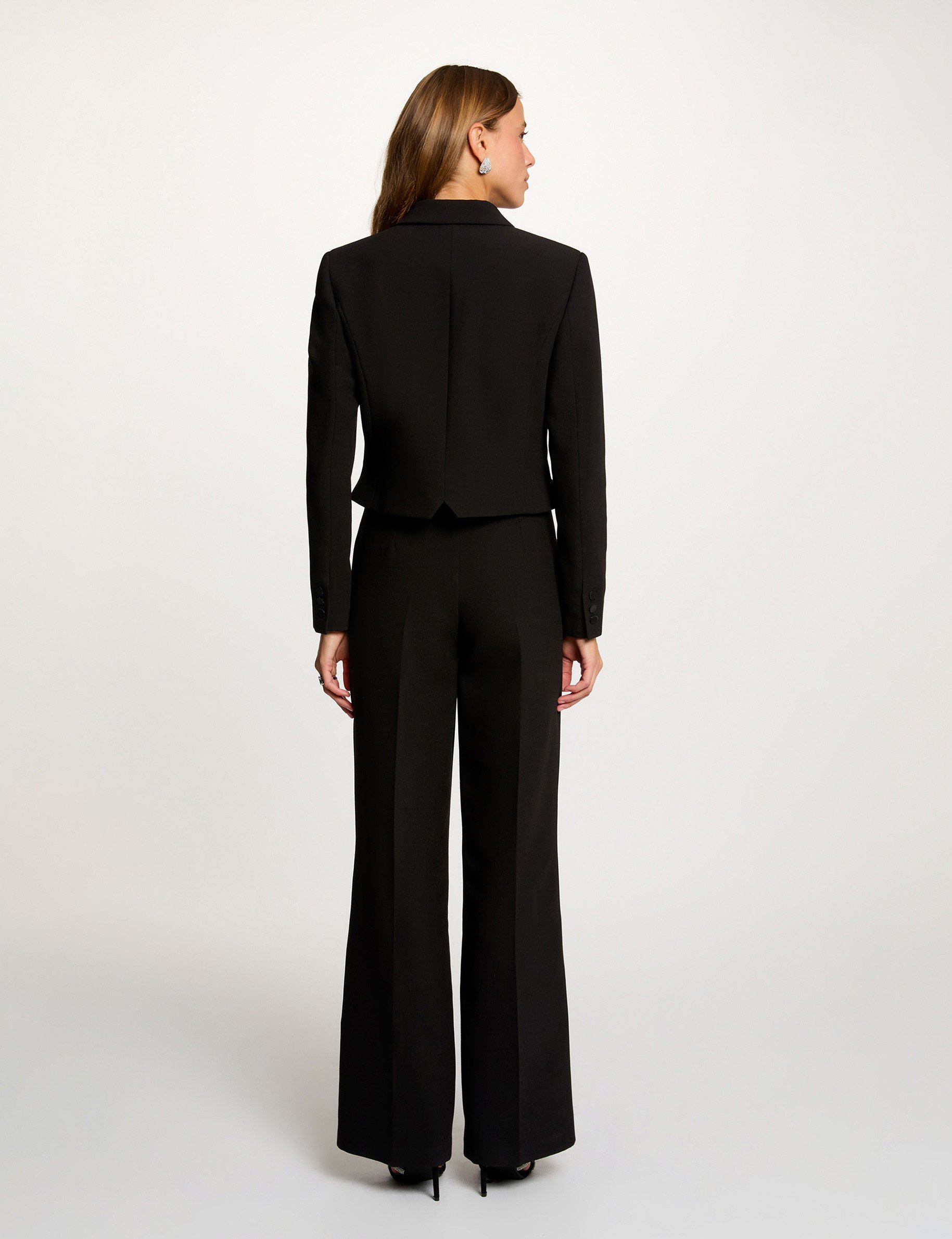 pantalon large taille haute noir femme black women