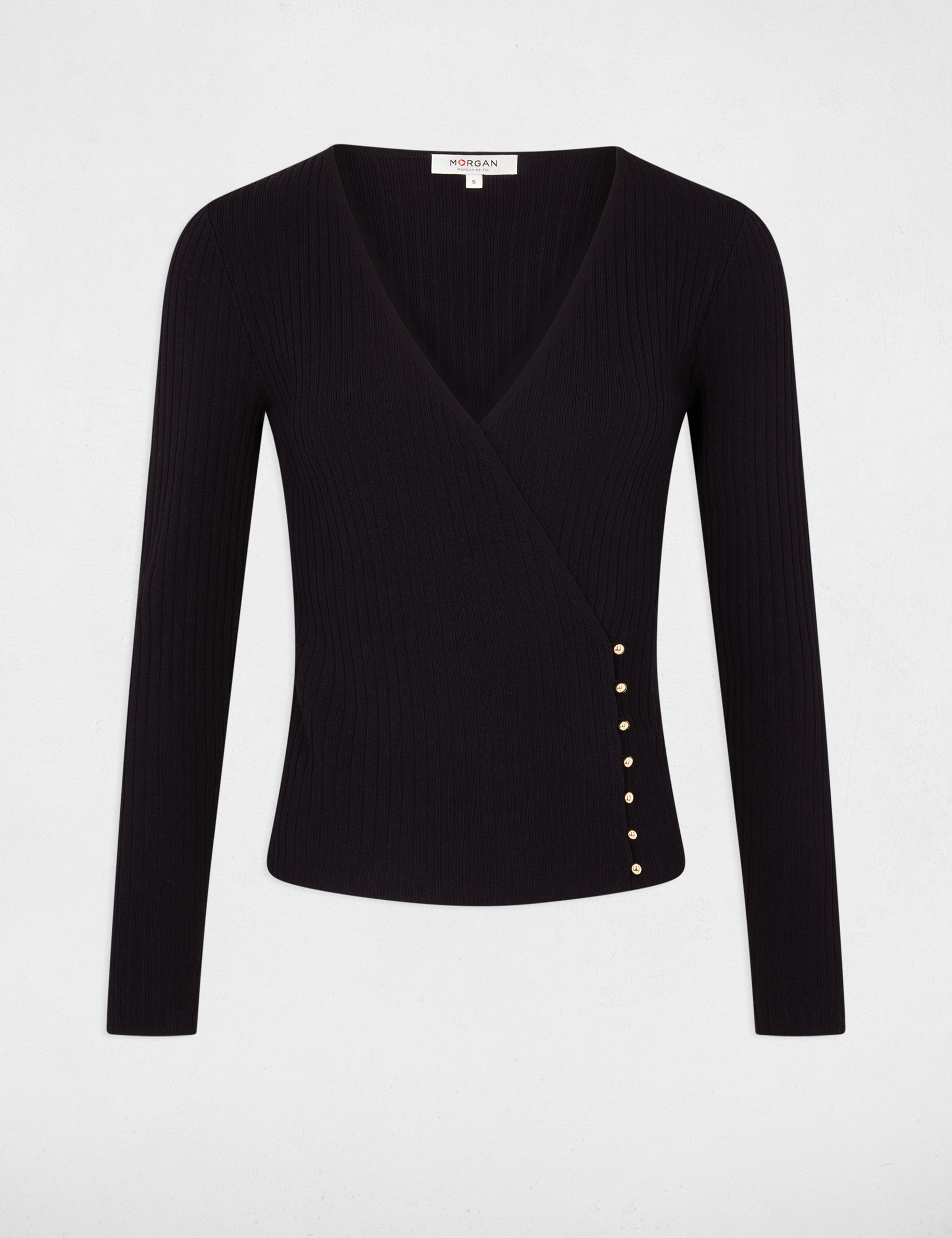 long sleeved jumper wrap over neckline navy women Long-sleeved jumper wrap-over neckline navy women