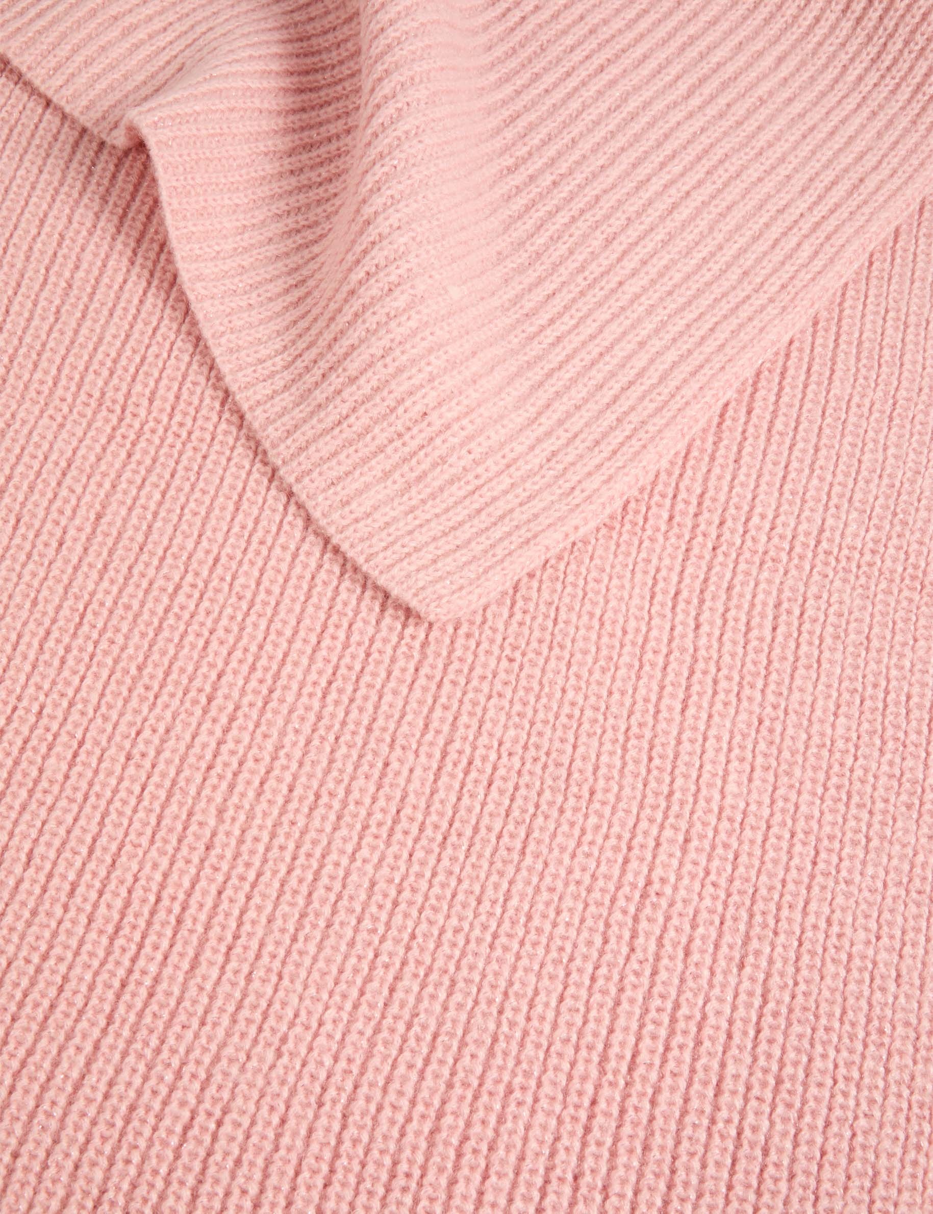 Écharpe tricotée rose poudrée femme