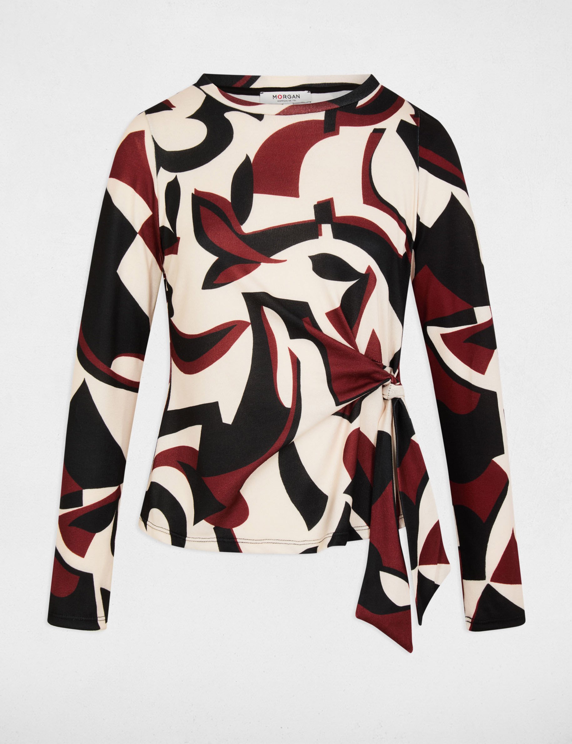 Knotted round neck t-shirt multicolor women