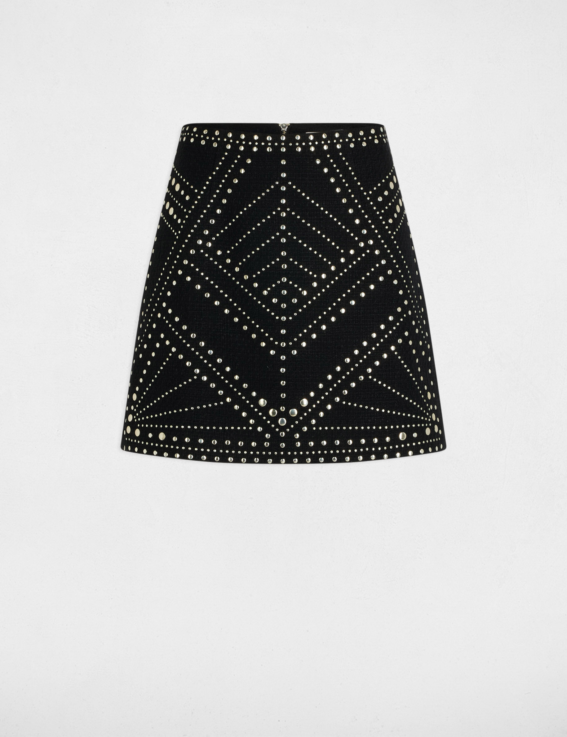 mini tweed skirt with studs black women Mini tweed skirt with studs black women