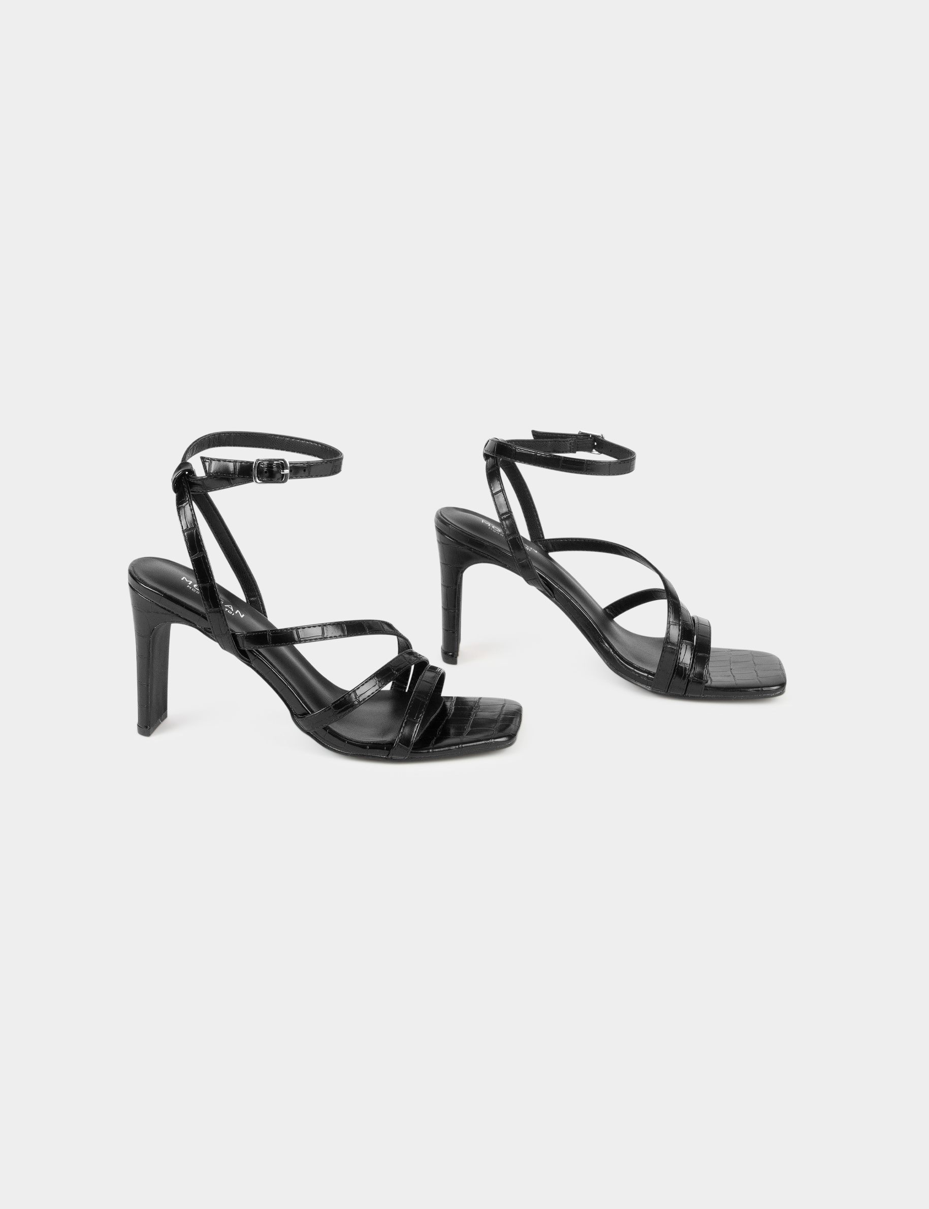Patent croc sandals with heels black ladies'