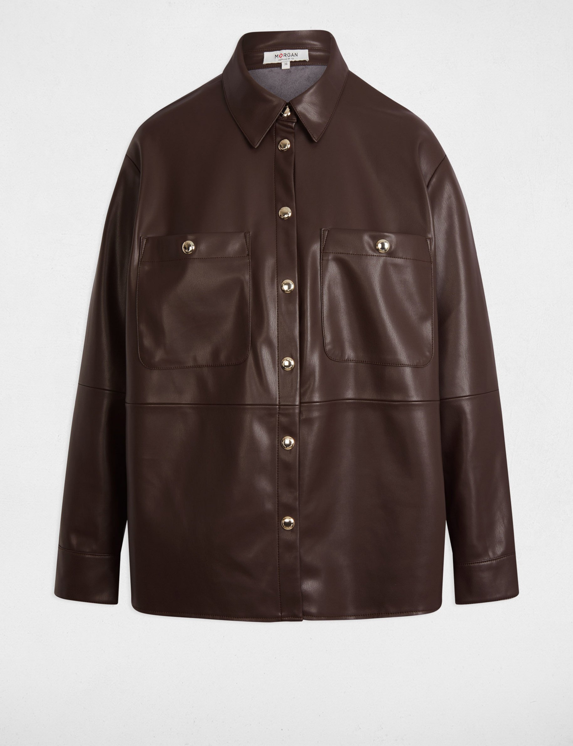 long sleeved overshirt dark brown women Long-sleeved overshirt dark brown women