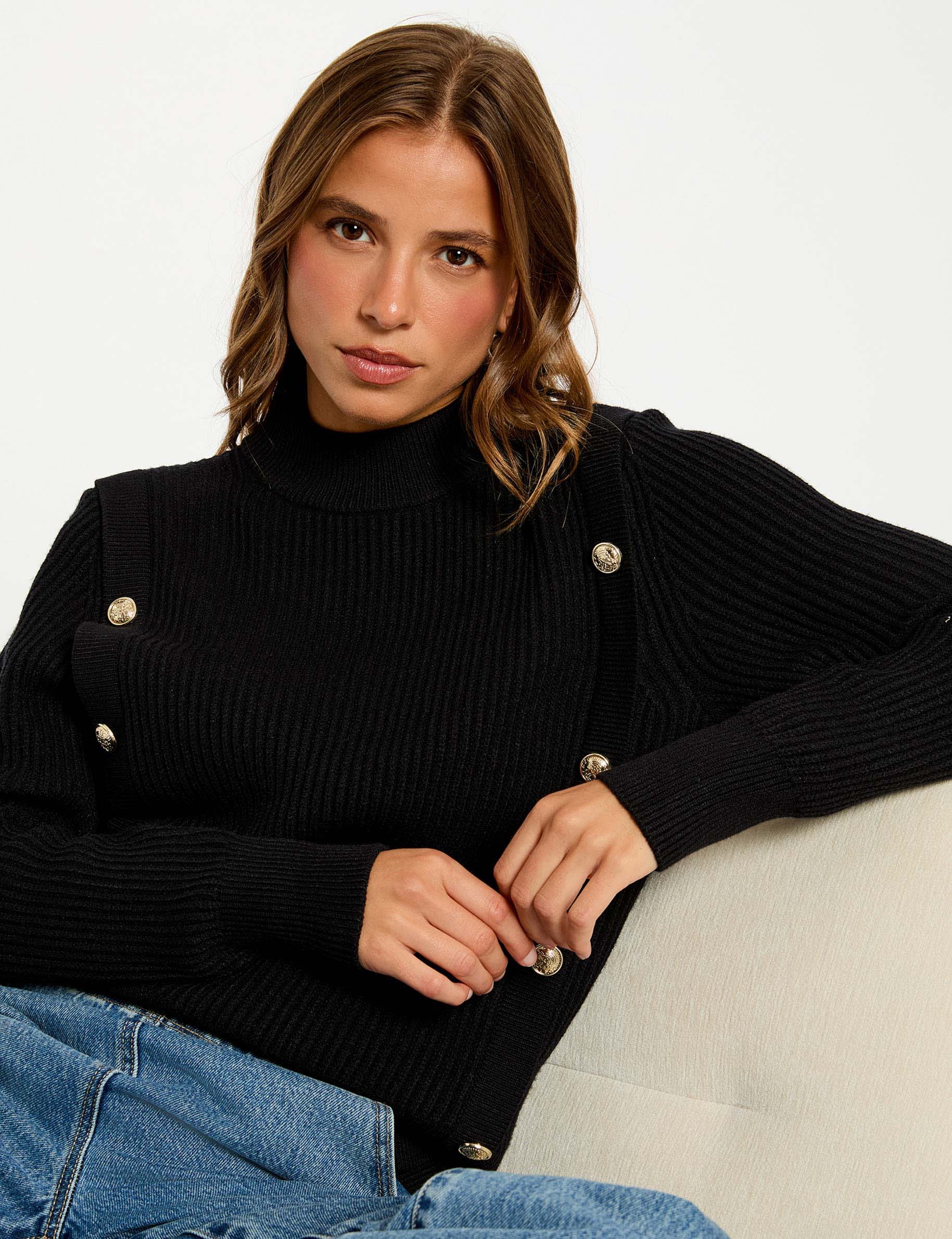 pull court col roule noir femme Pull court col roulé noir femme