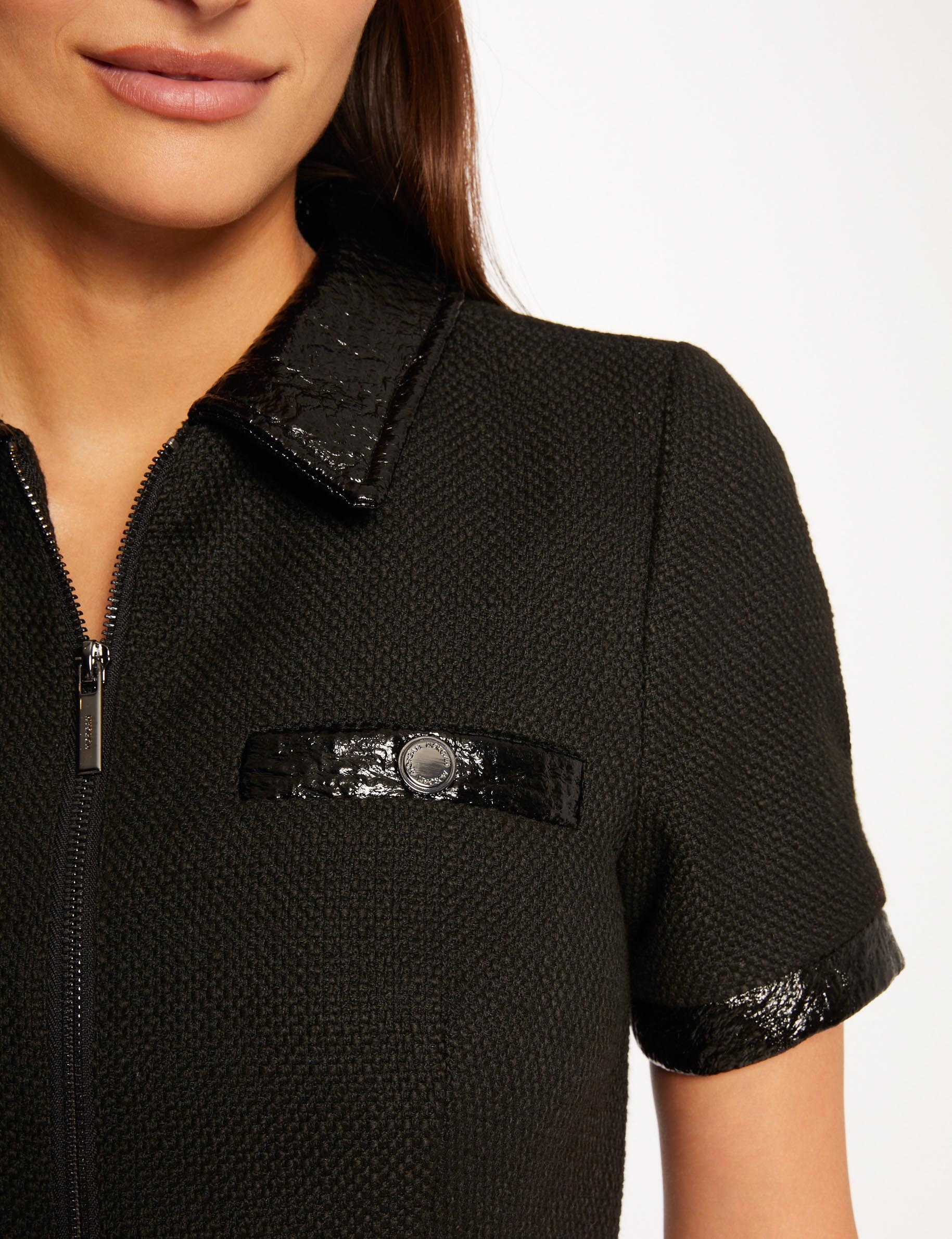 Fitted playsuit with vinyl details black ladies'