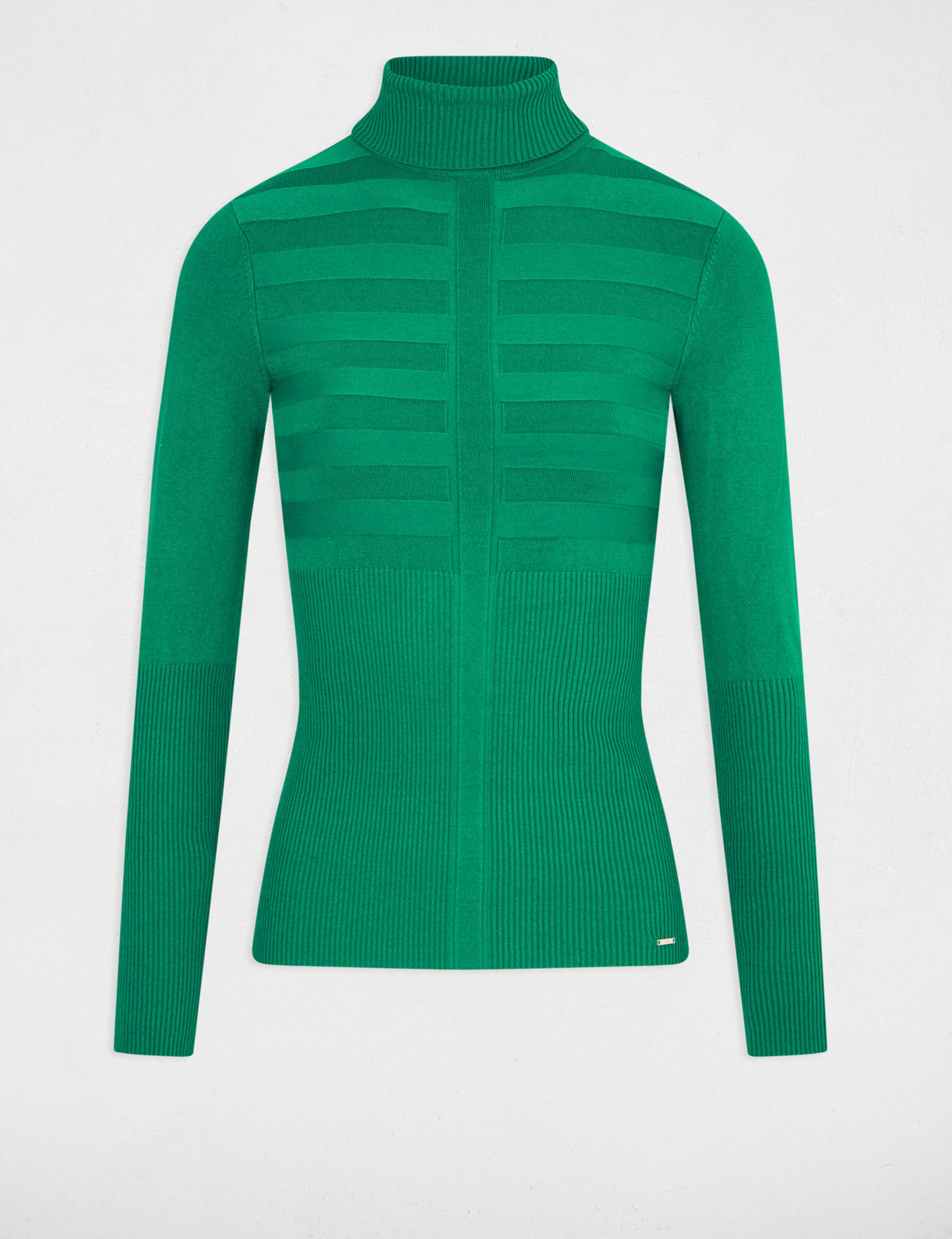 Fitted high neck sweater light green women