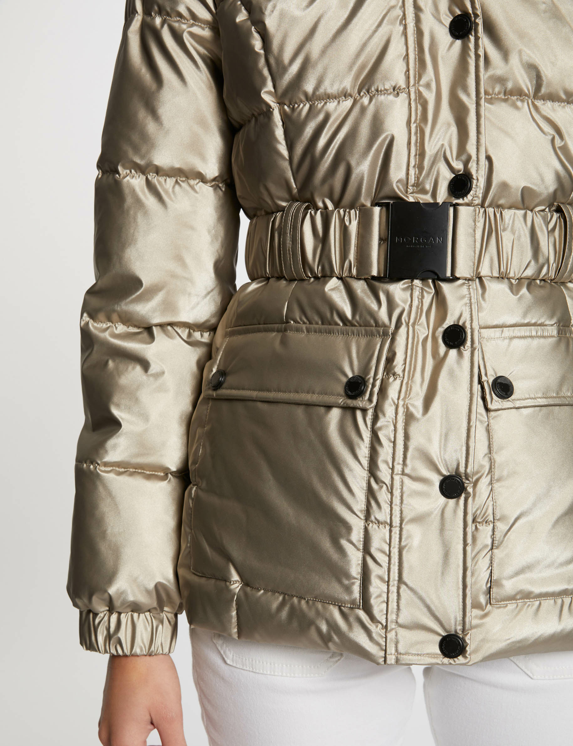 metallised padded jacket hood gold women Metallised padded jacket hood gold women