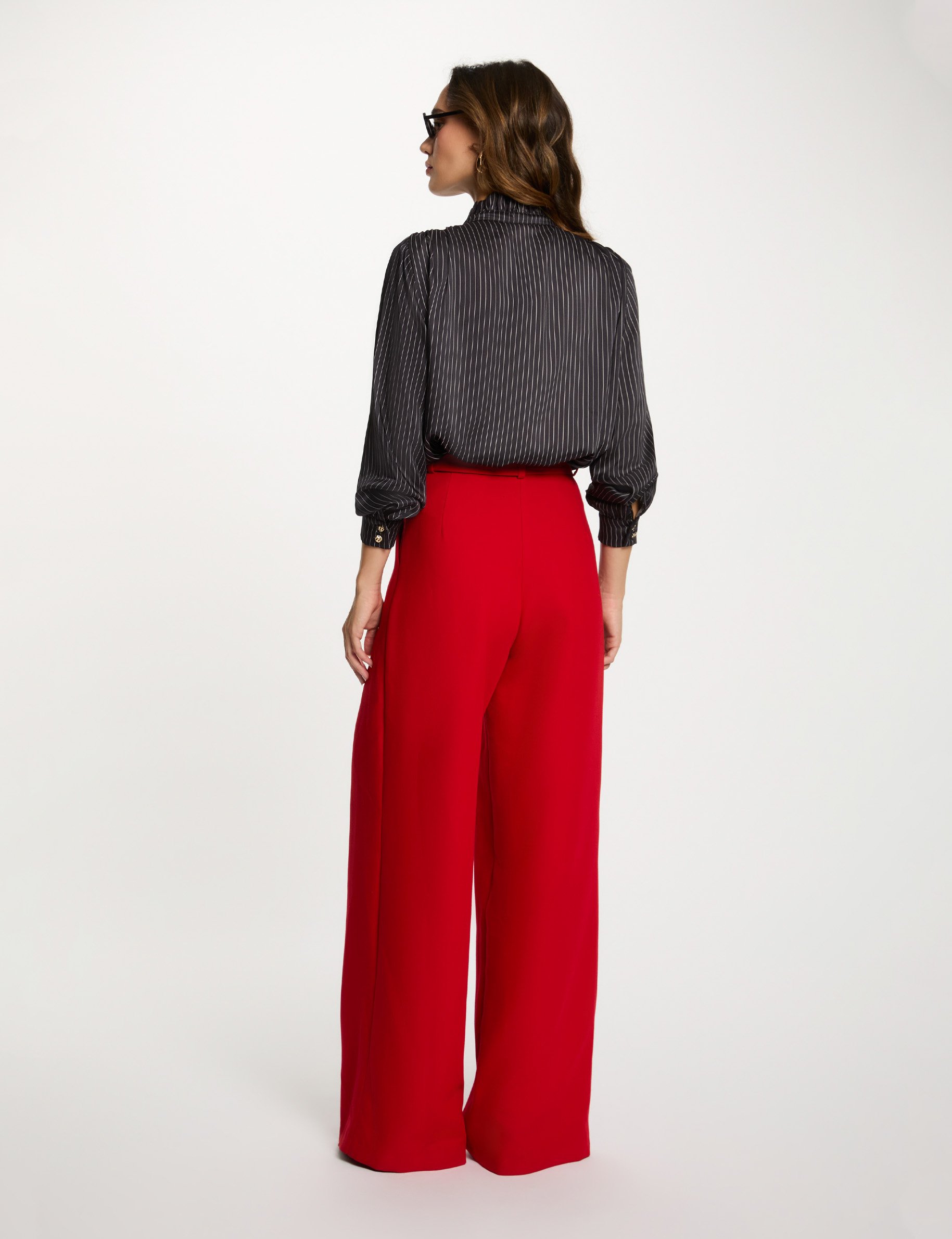 High-waisted wide trousers red women