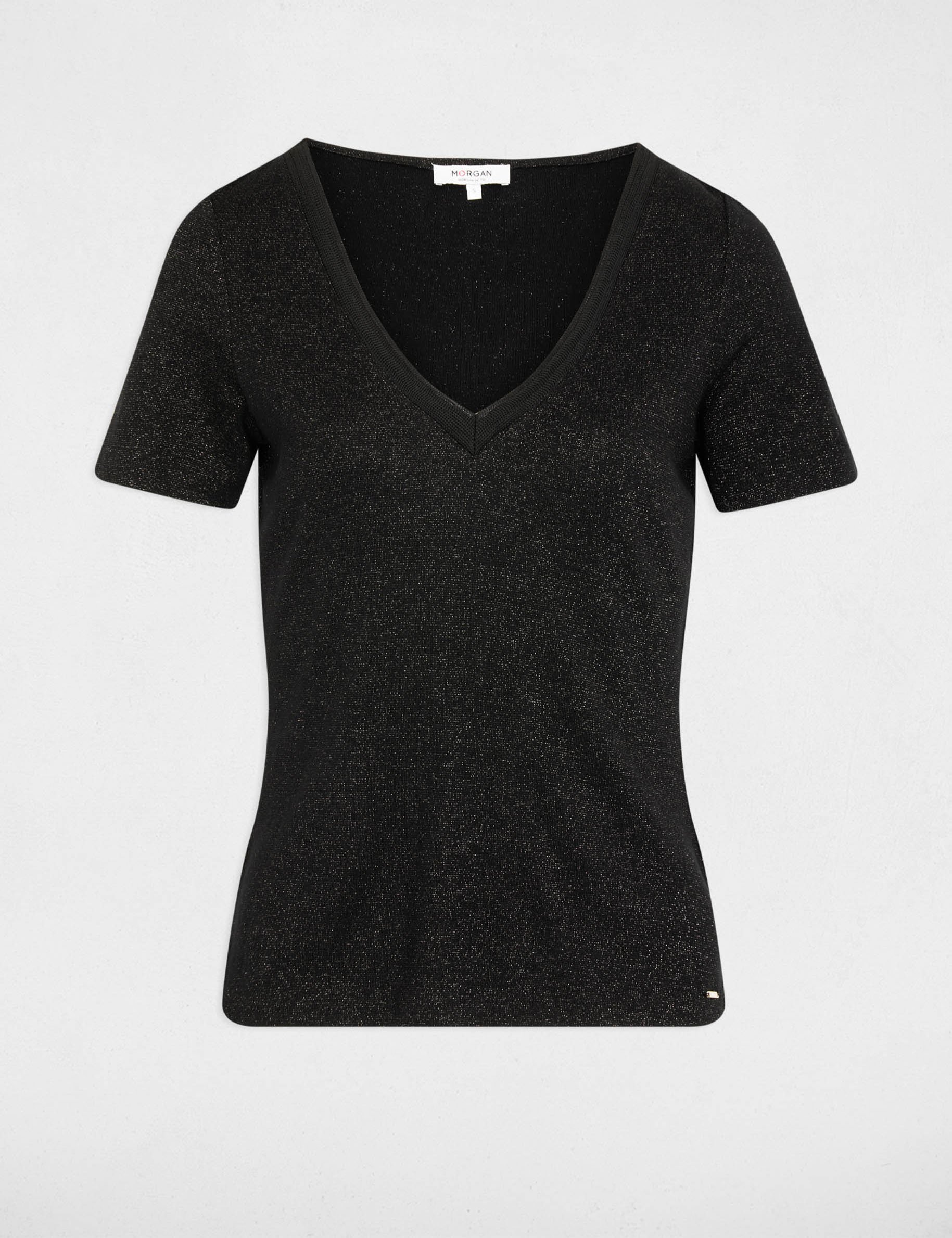 Fitted v-neck t-shirt black women