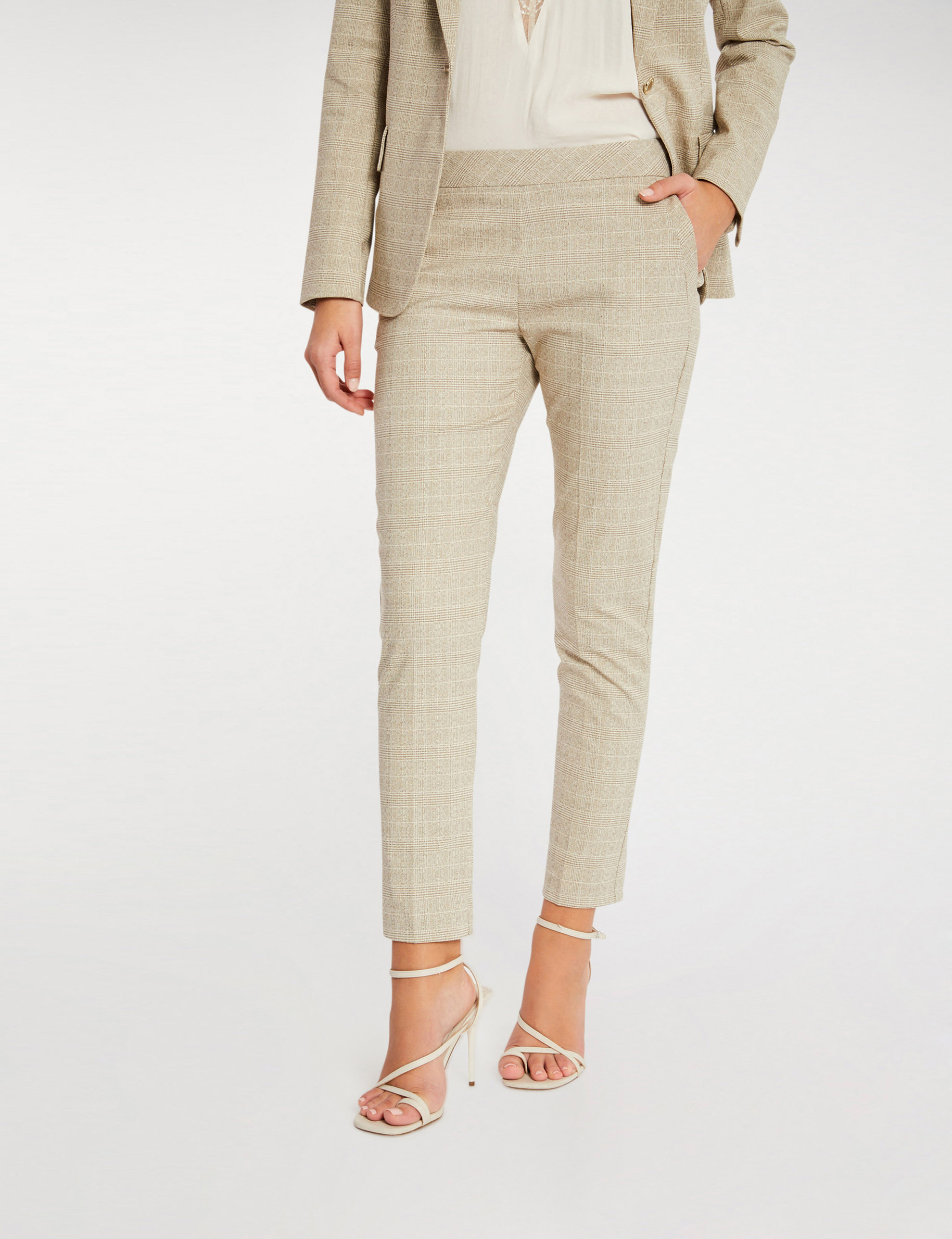 Cropped cigarette trousers beige ladies' Cropped cigarette trousers beige ladies'