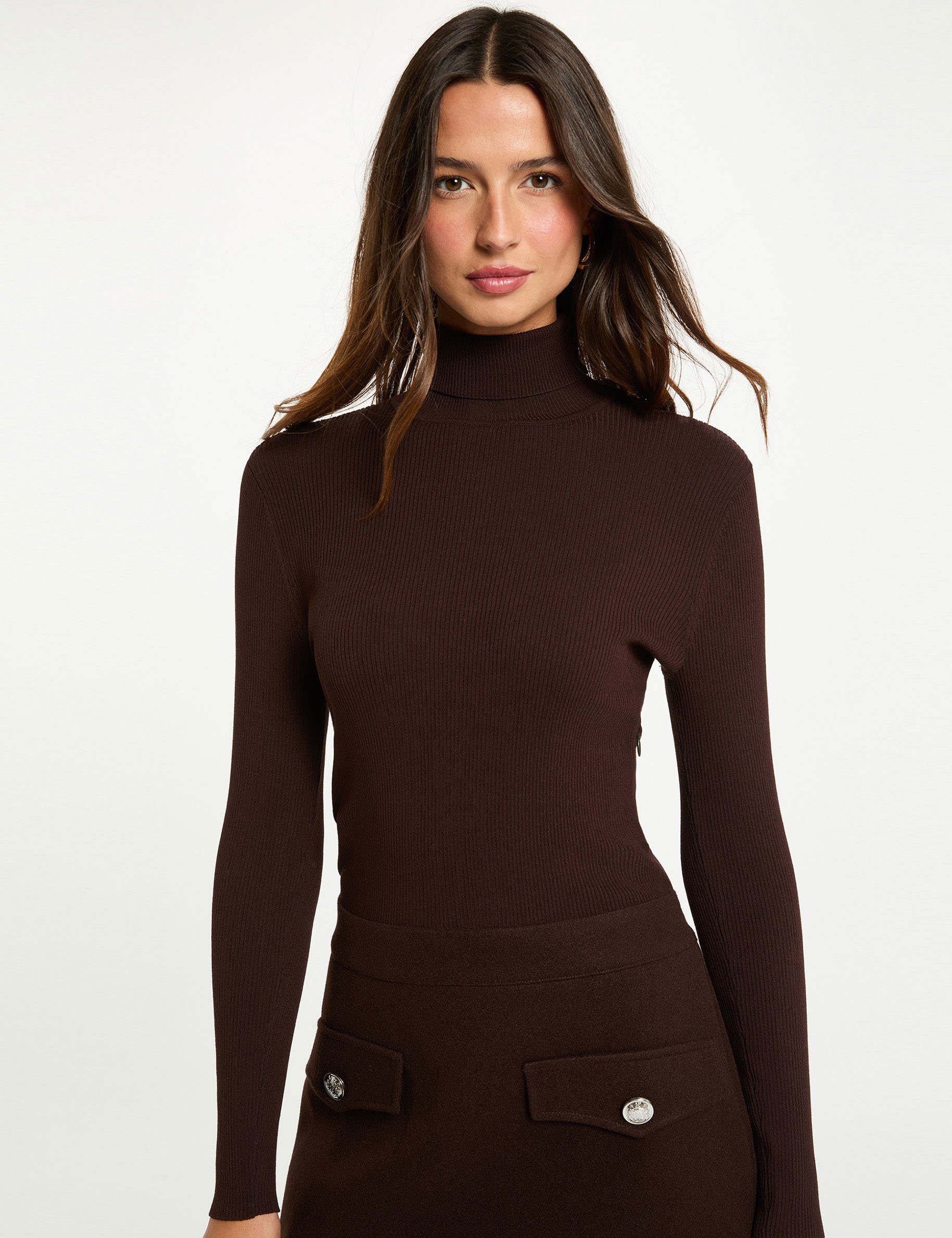 2 in 1 fitted mini dress dark brown women