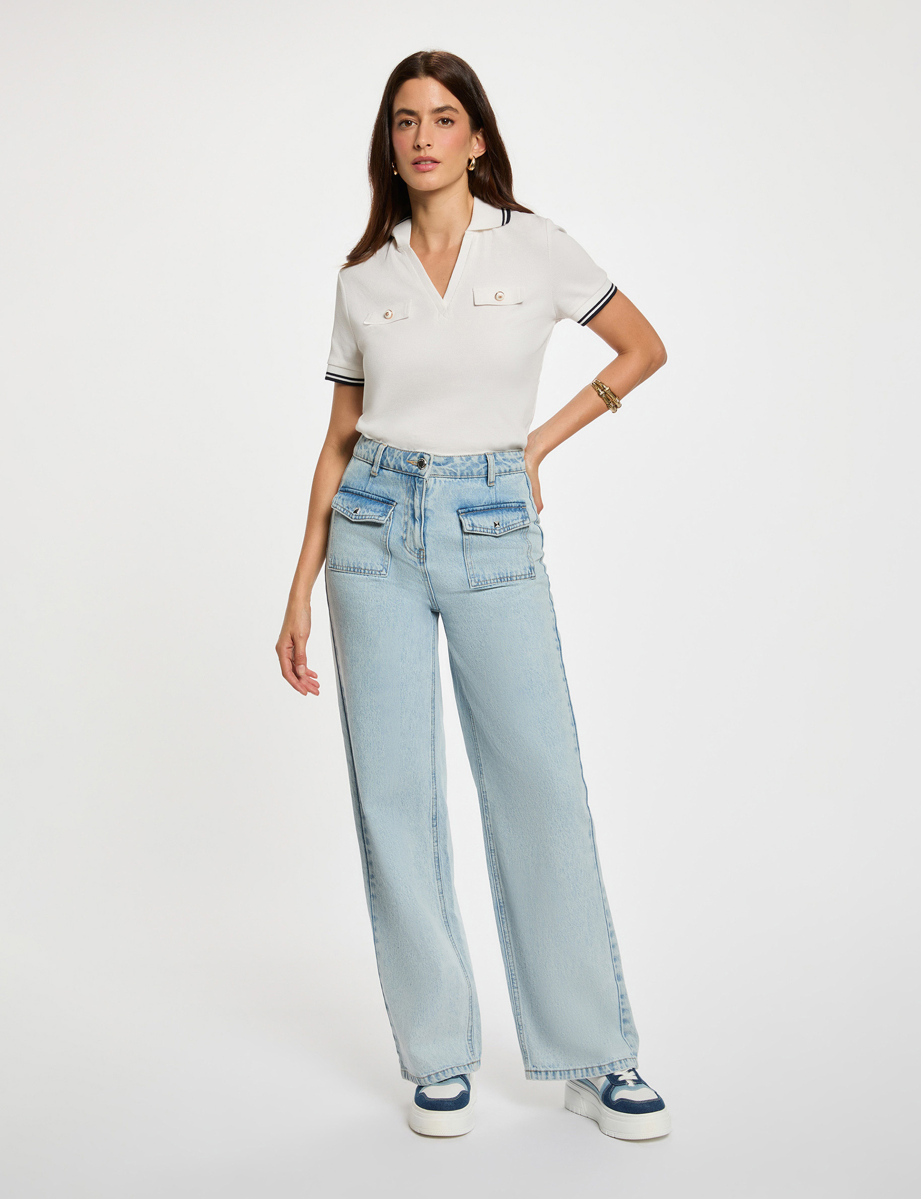 fitted polo t shirt white women Fitted polo t-shirt white women