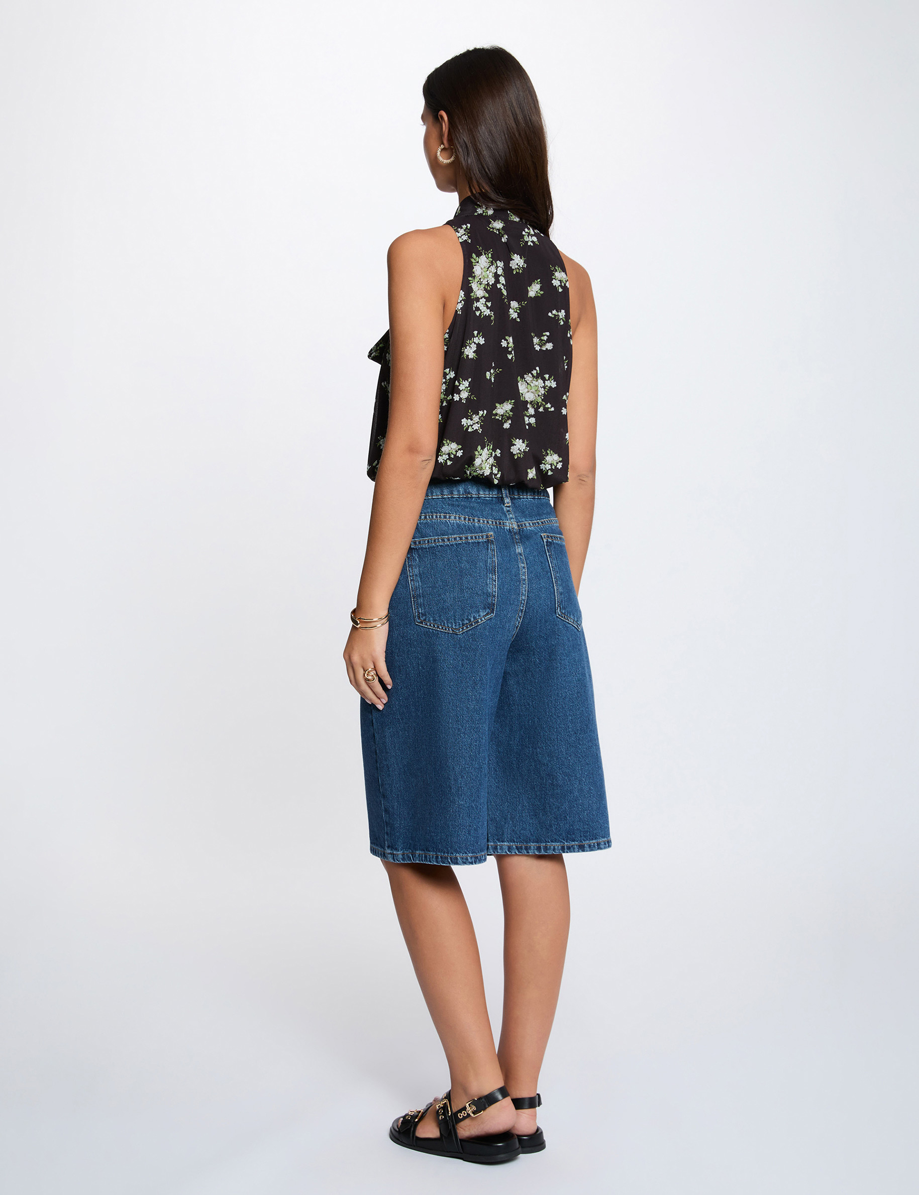 Sleeveless top with tie neck multicolor women