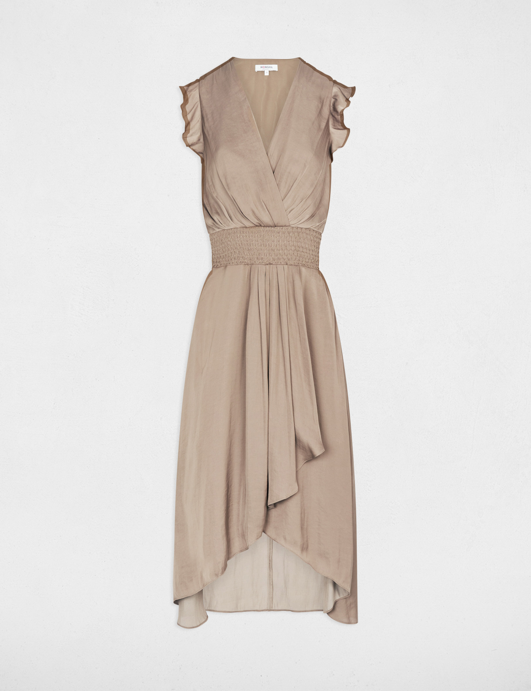 Sleeveless loose straight dress taupe women