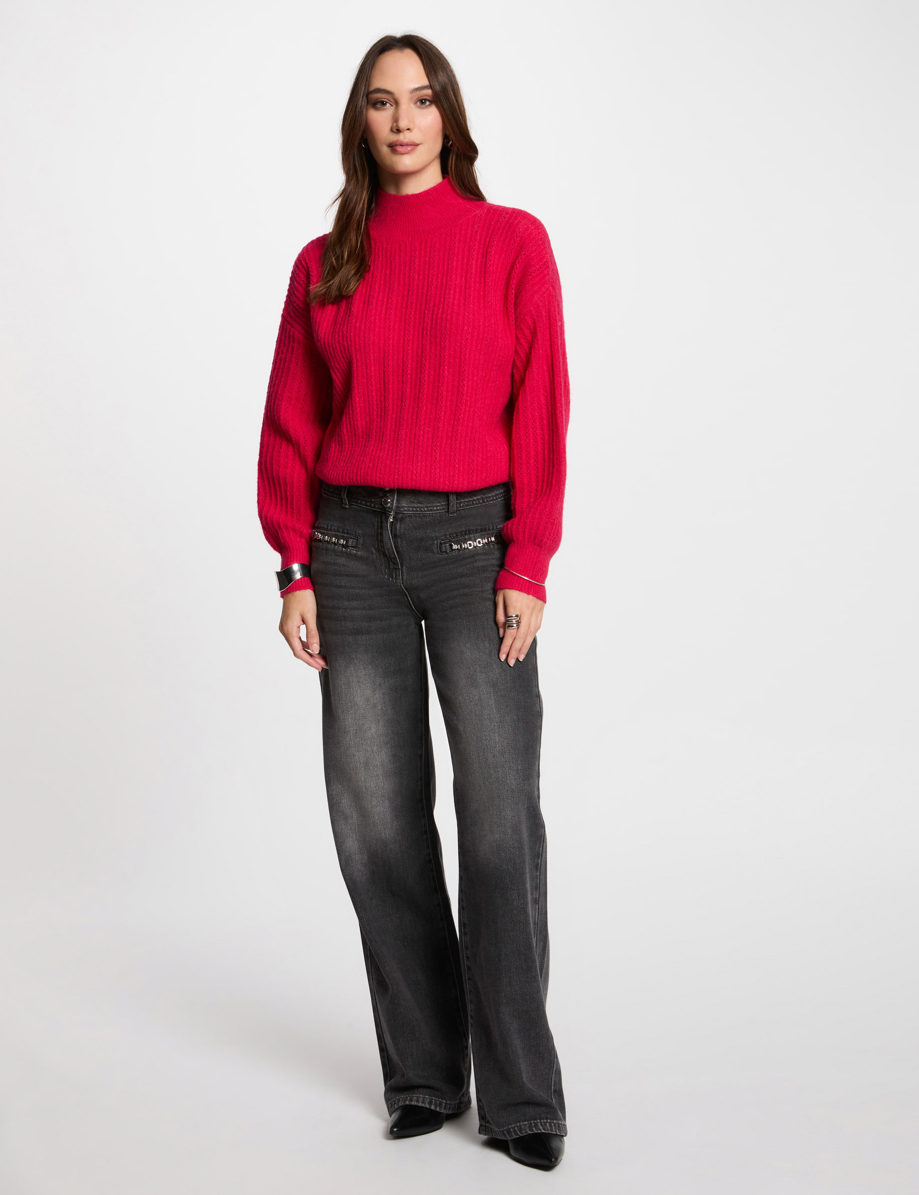 jumper high collar raspberry pink women Jumper high collar raspberry pink women