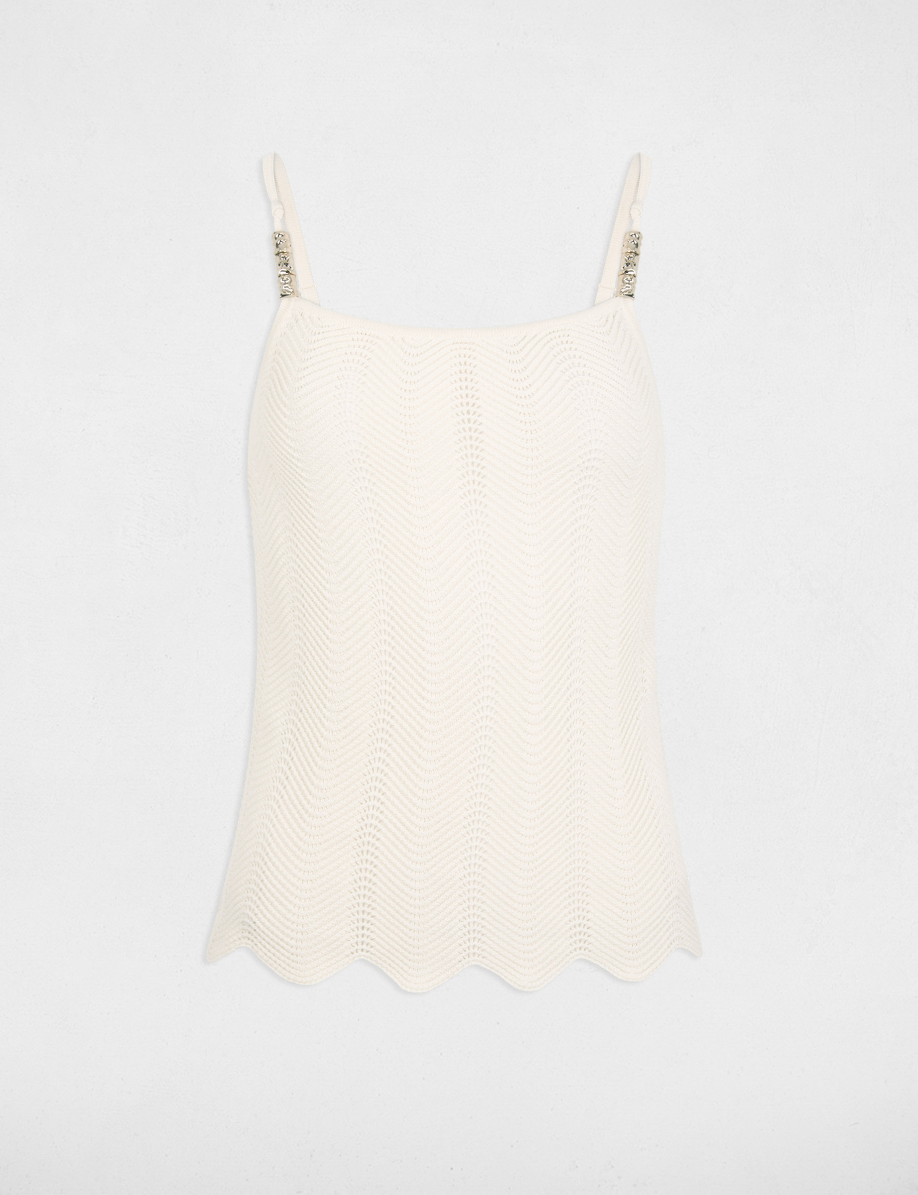 Knitted top thin straps ivory women