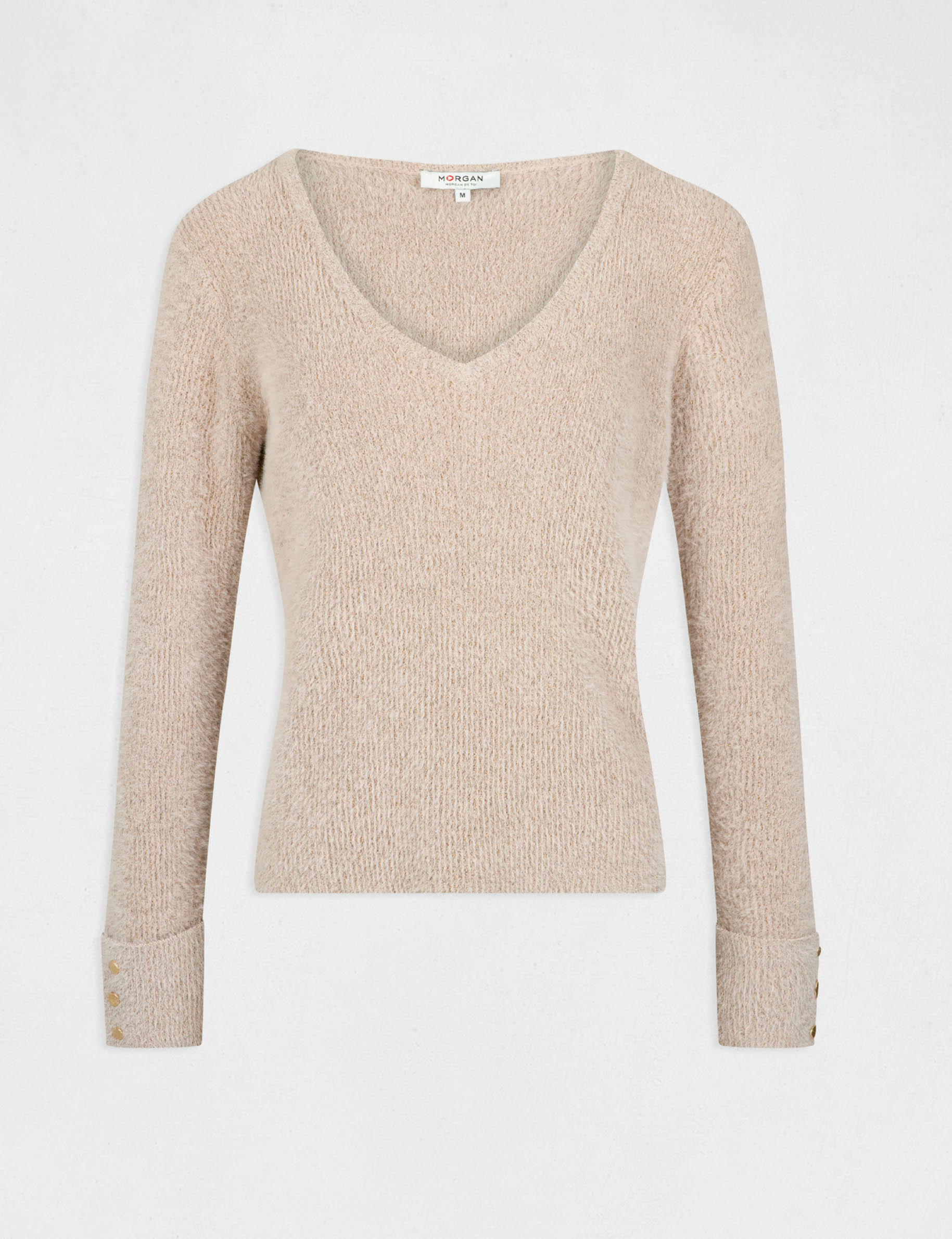 long sleeved jumper with v neck light pink women Long-sleeved jumper with V-neck light pink women