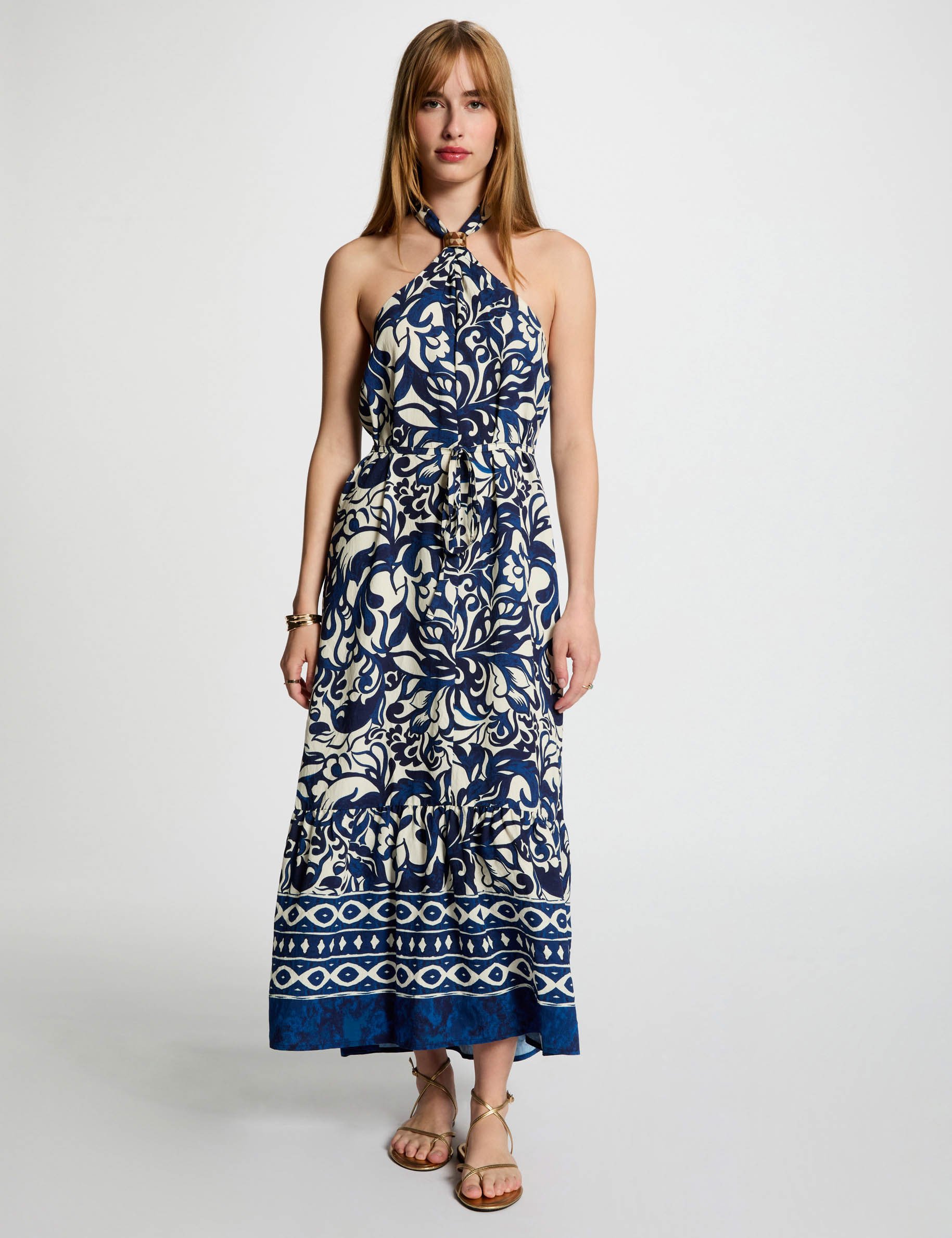 printed maxi straight dress multicolor women Printed maxi straight dress multicolor women