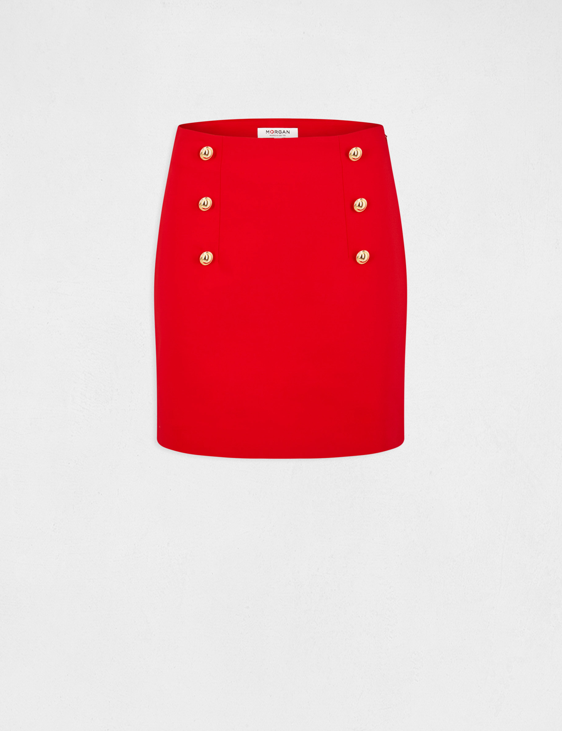 High-waisted straight skirt with buttons red ladies' High-waisted straight skirt with buttons red ladies'