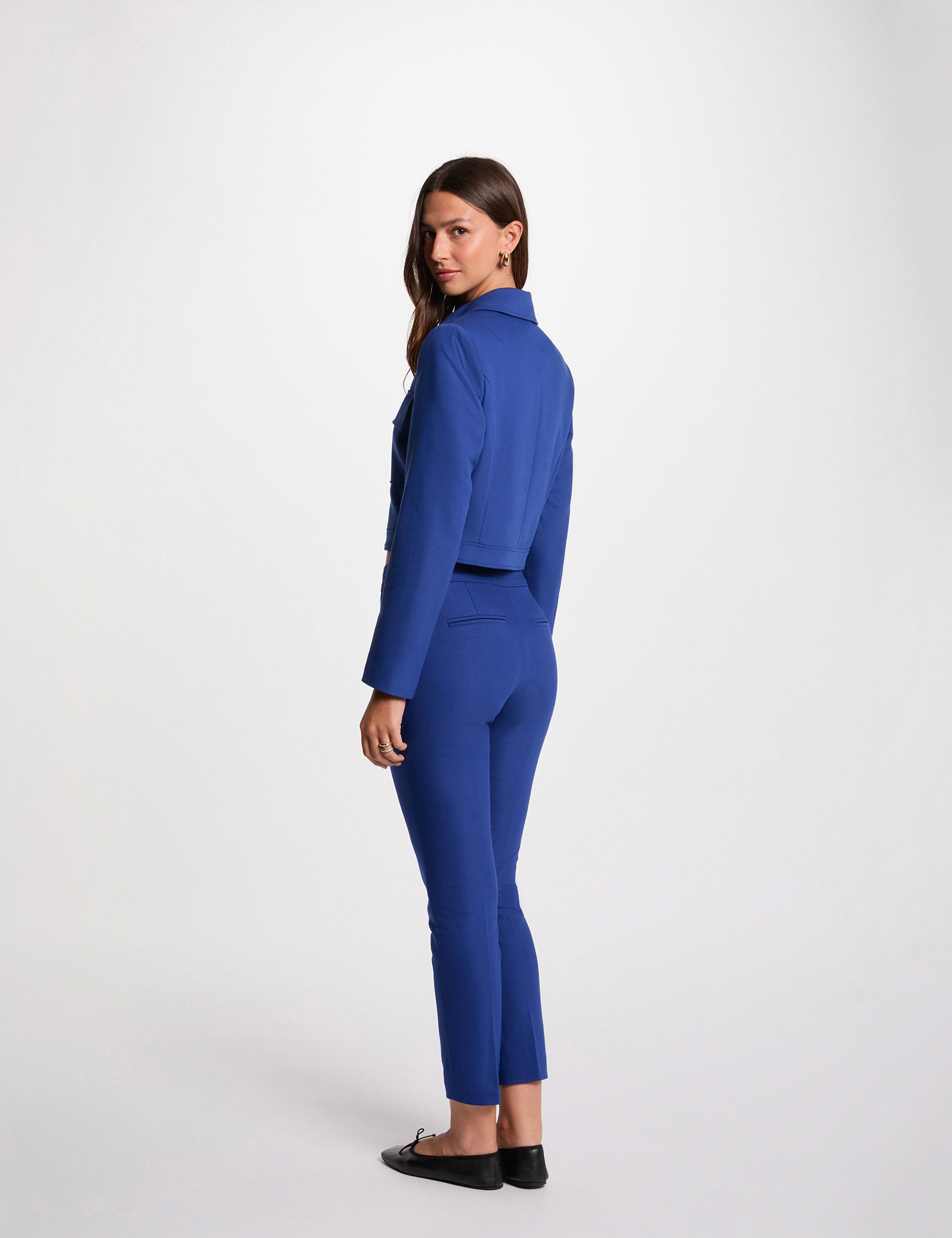 short buttoned jacket electric blue women Short buttoned jacket electric blue women