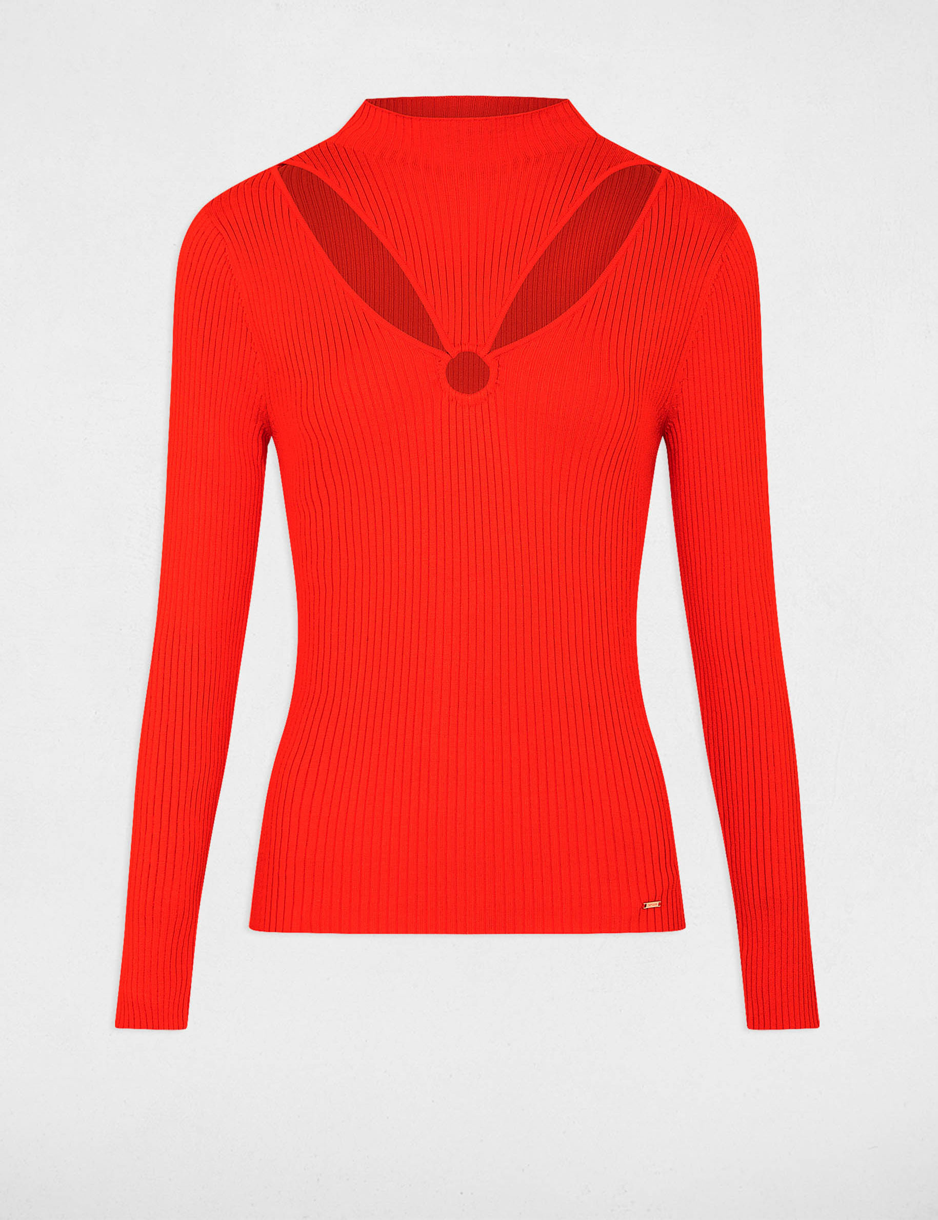 Long-sleeved jumper with openings orange ladies'