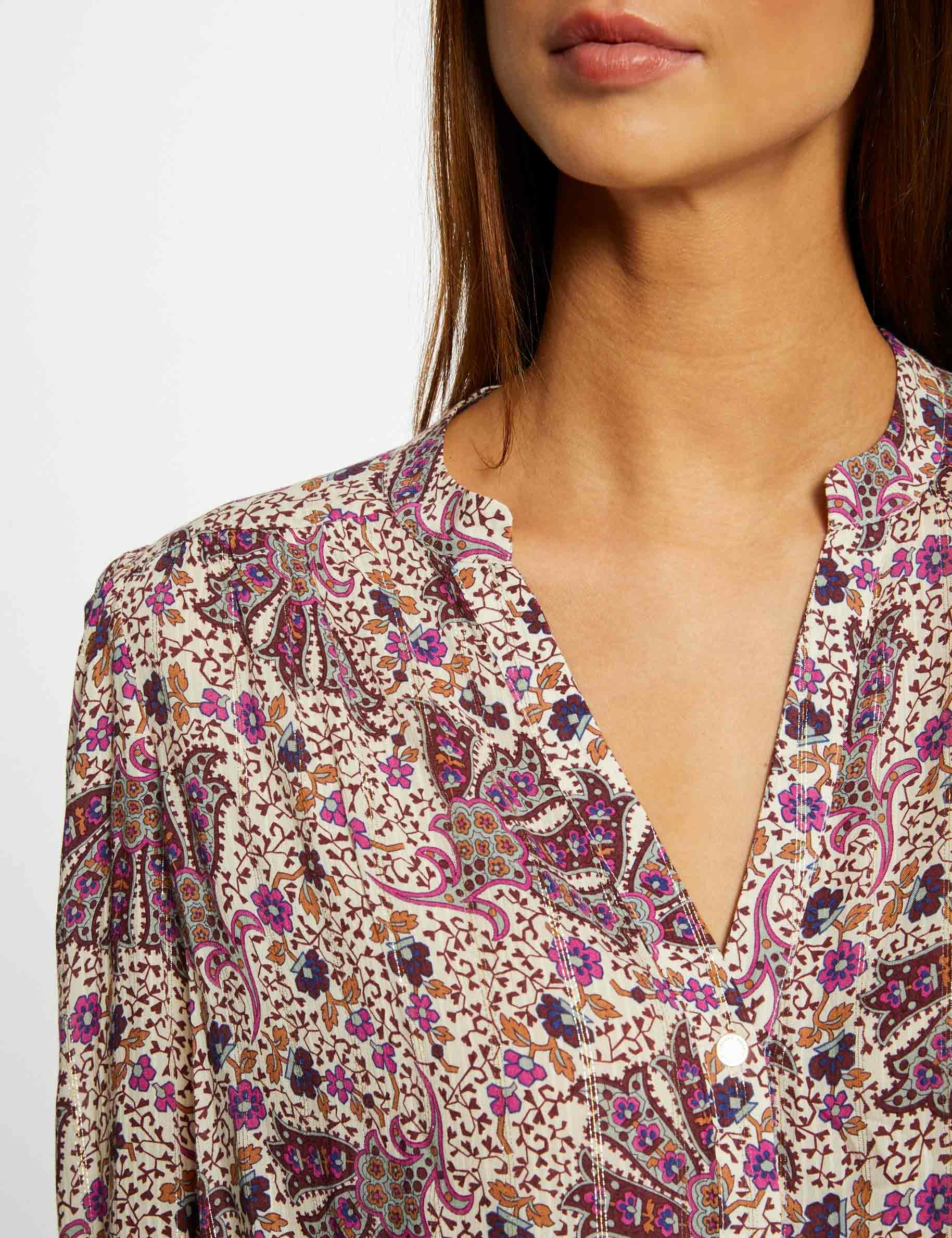 3/4-length sleeved shirt vegetal print multico ladies' 3/4-length sleeved shirt vegetal print multico ladies'