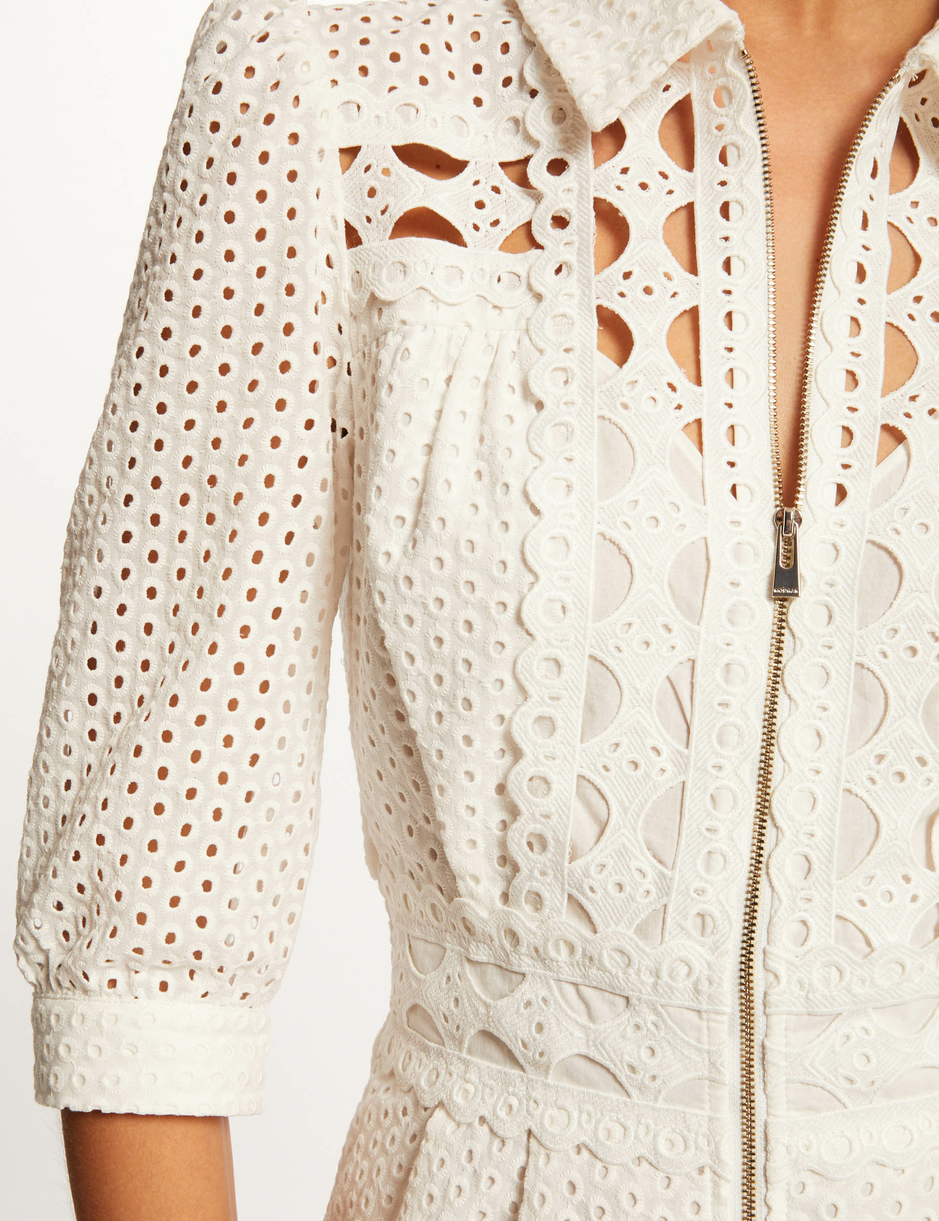 Straight playsuit English embroidery ecru ladies' Straight playsuit English embroidery ecru ladies'