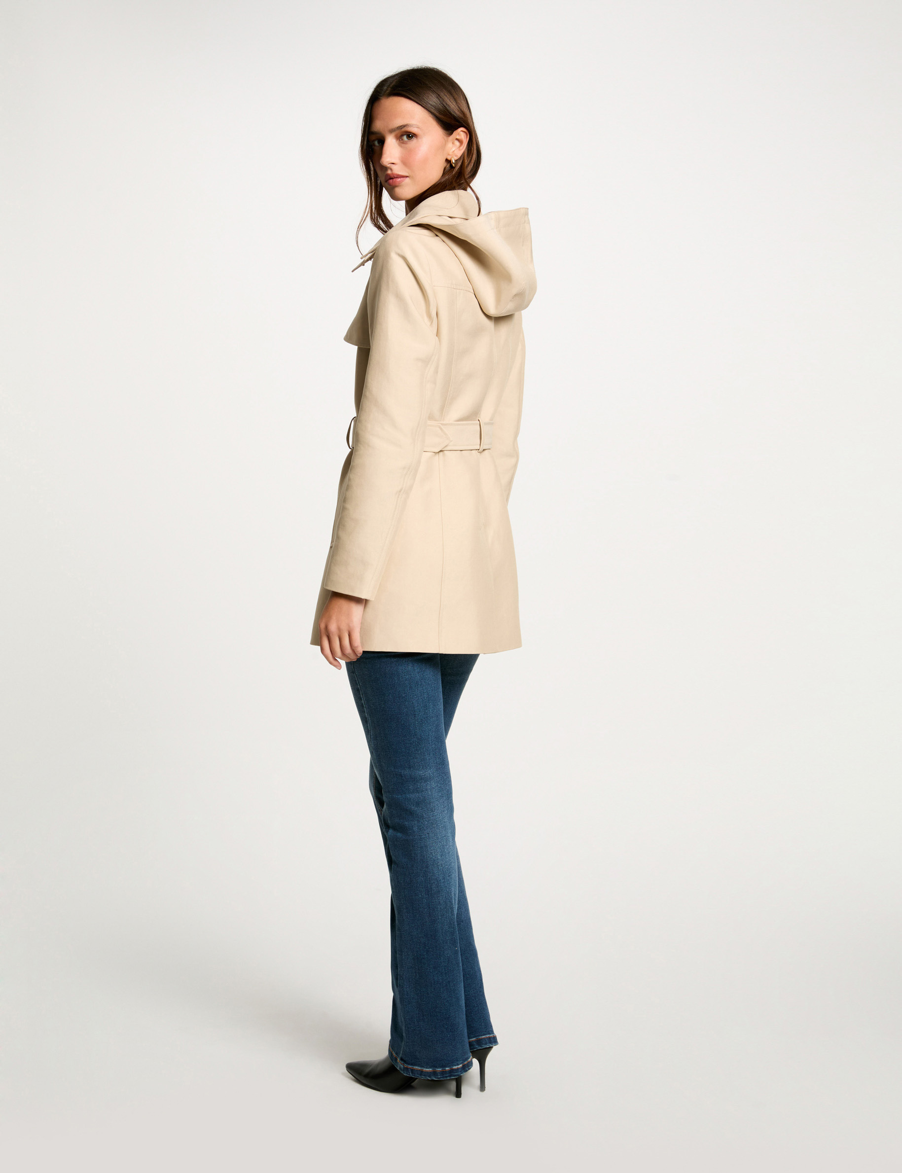 belted mid length trenchcoat sand women Belted mid-length trenchcoat sand women
