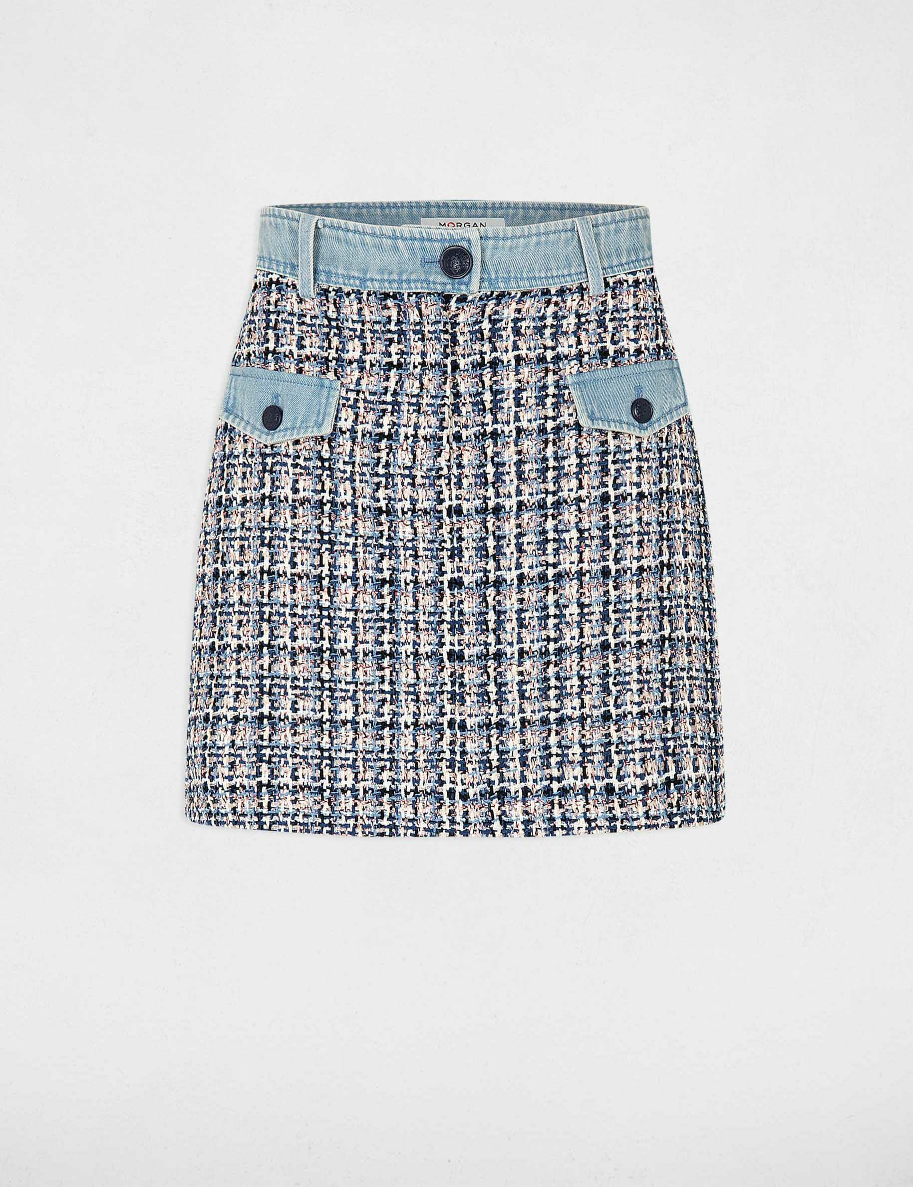 Short tweed skirt with denim details multico ladies'