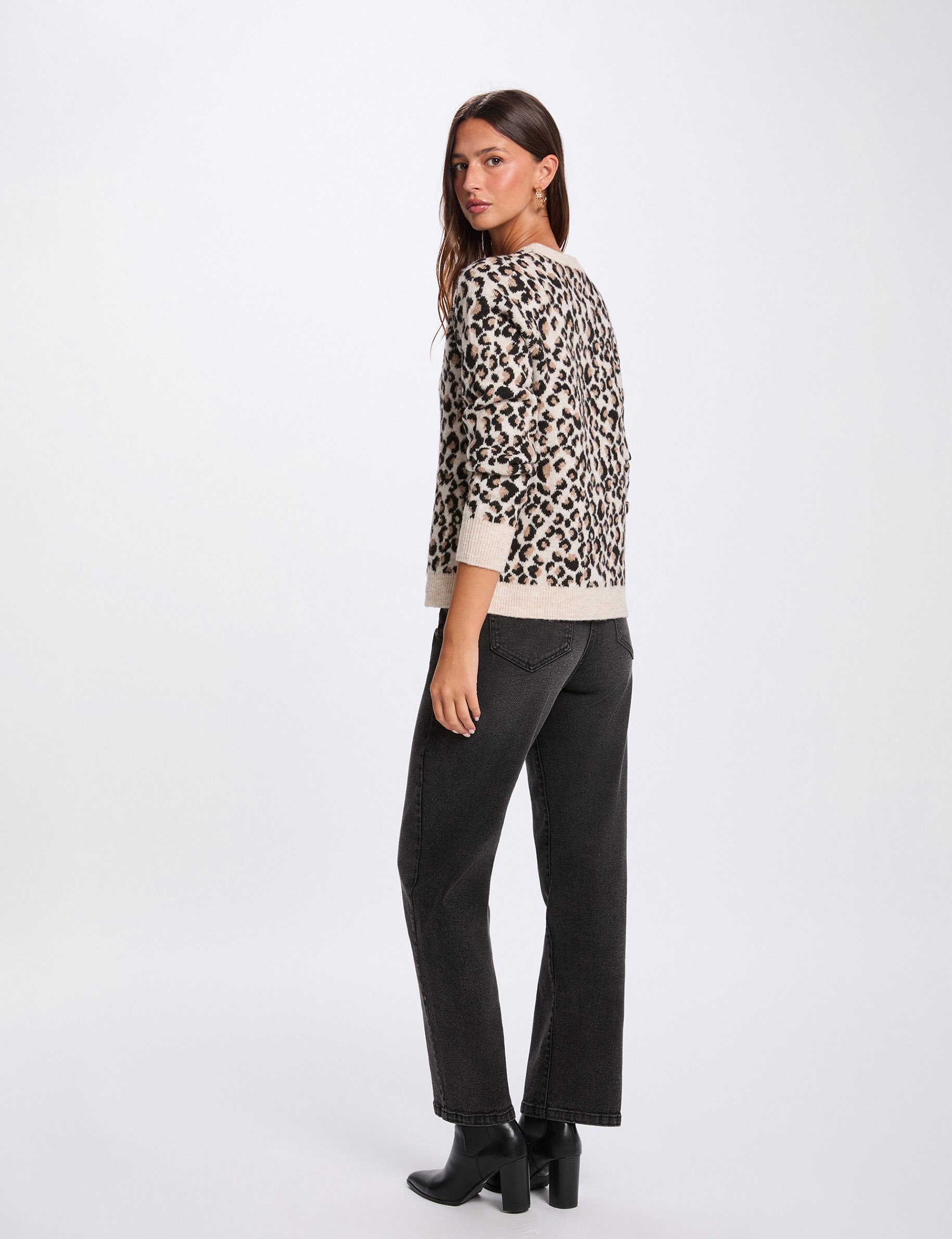 Thick sweater with round neck multicolor women