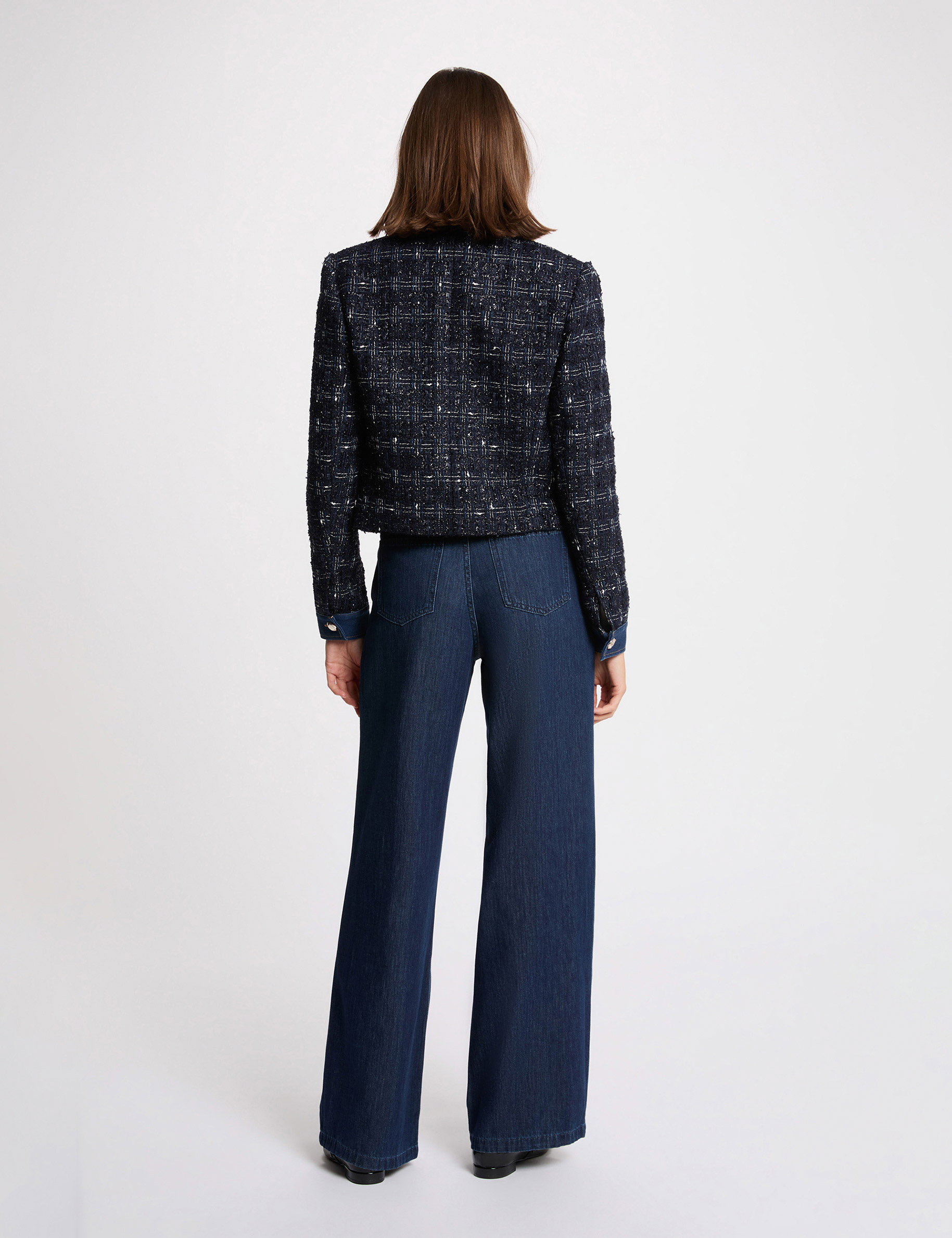 Fitted cropped jacket multicolor women