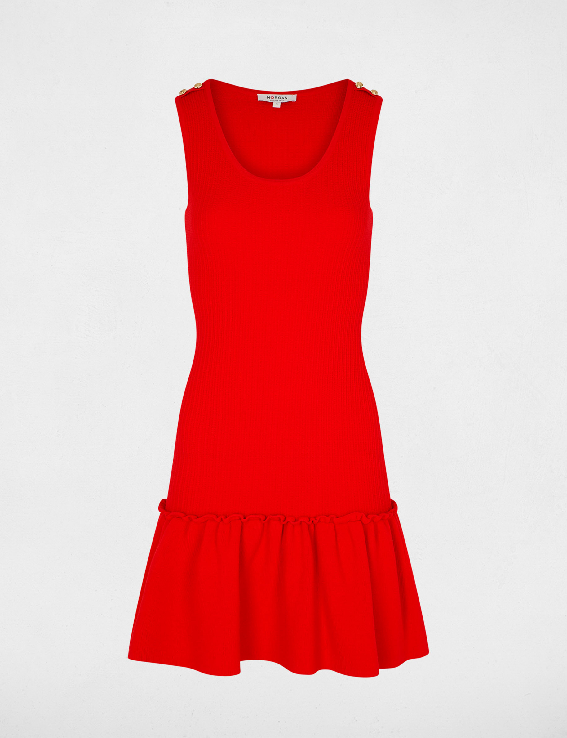 Knitted fitted dress bright red women