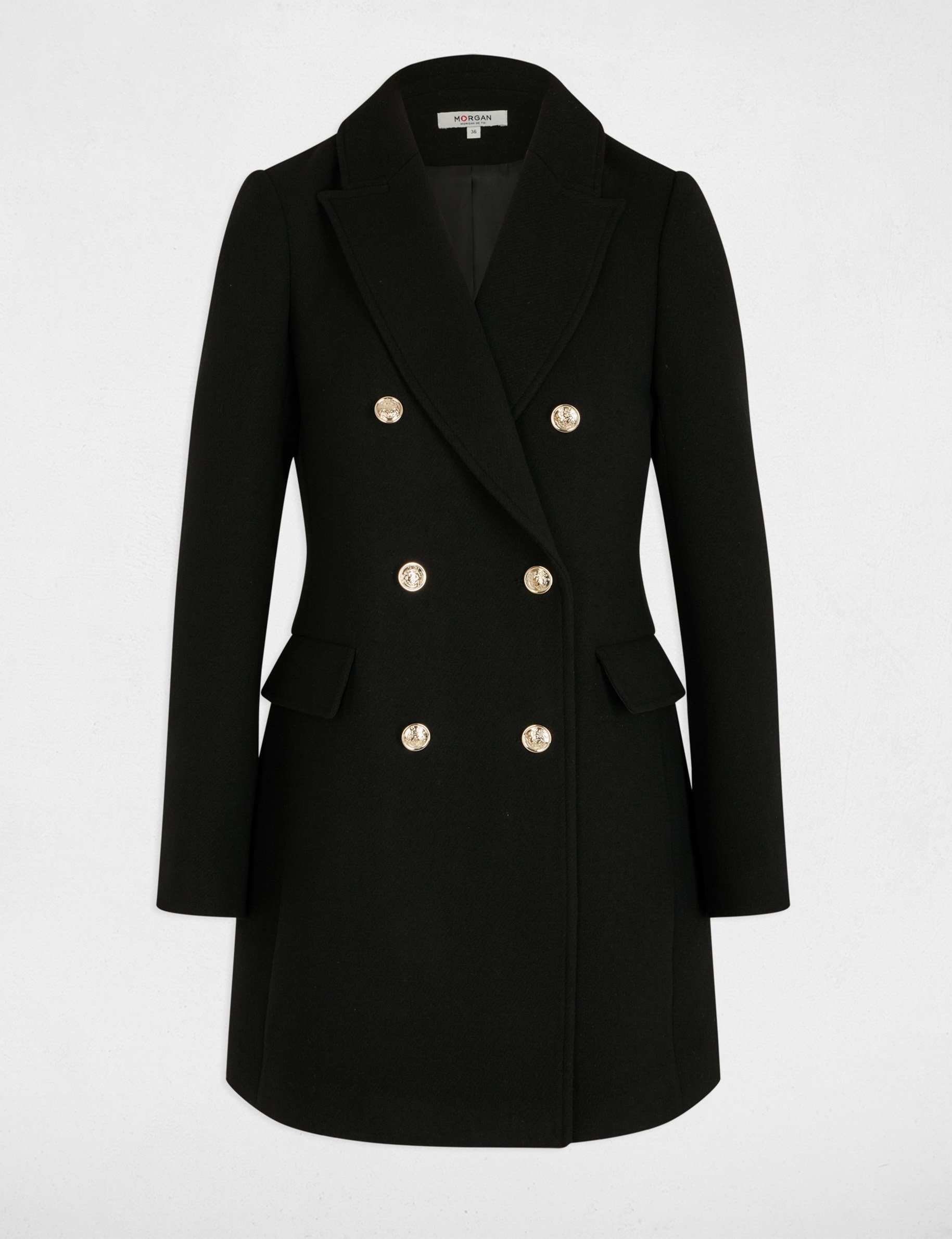 mi length coat with buttons black women Mi-length coat with buttons black women