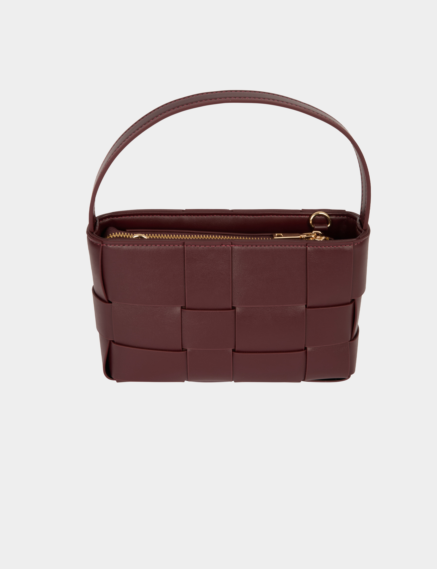 Woven faux leather bag bordeaux women