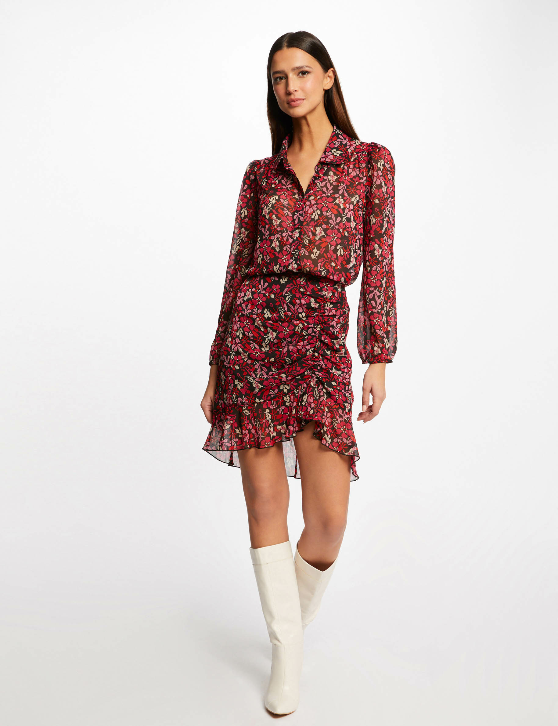 Shirred straight skirt with floral print multico ladies' Shirred straight skirt with floral print multico ladies'