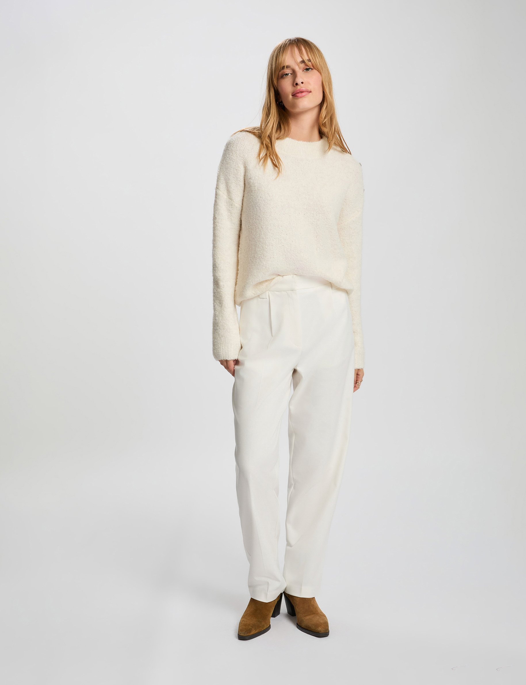 jumper high collar and buttons ivory women Jumper high collar and buttons ivory women