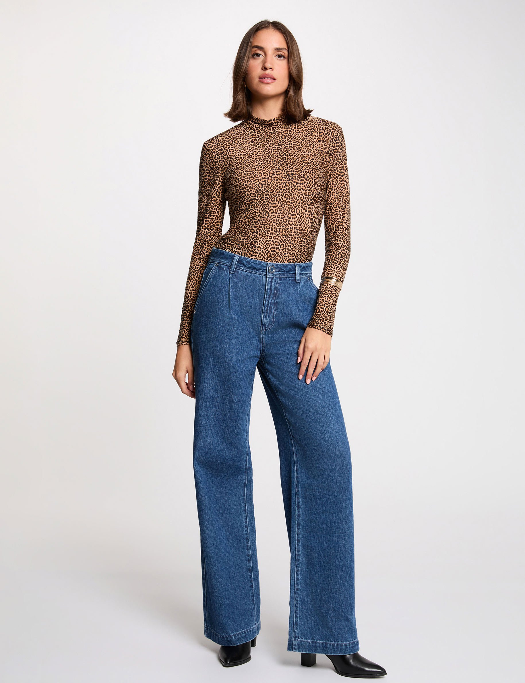 t shirt col montant multicolore femme T-shirt col montant multicolore femme