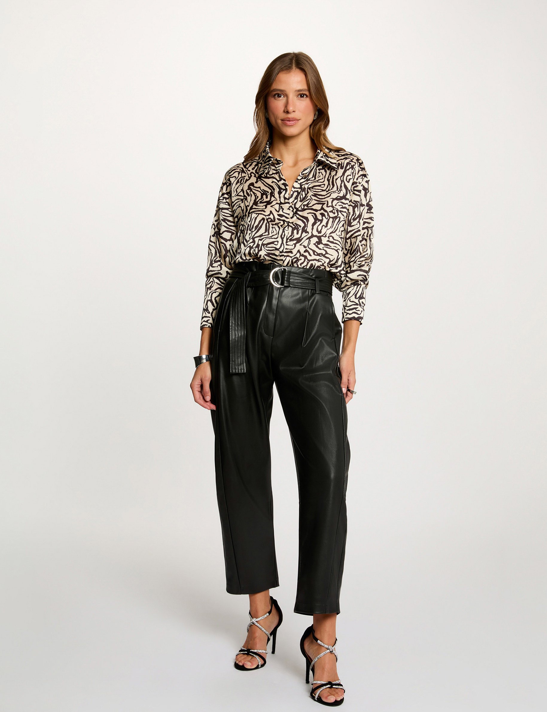 pantalon large taille haute noir femme black women