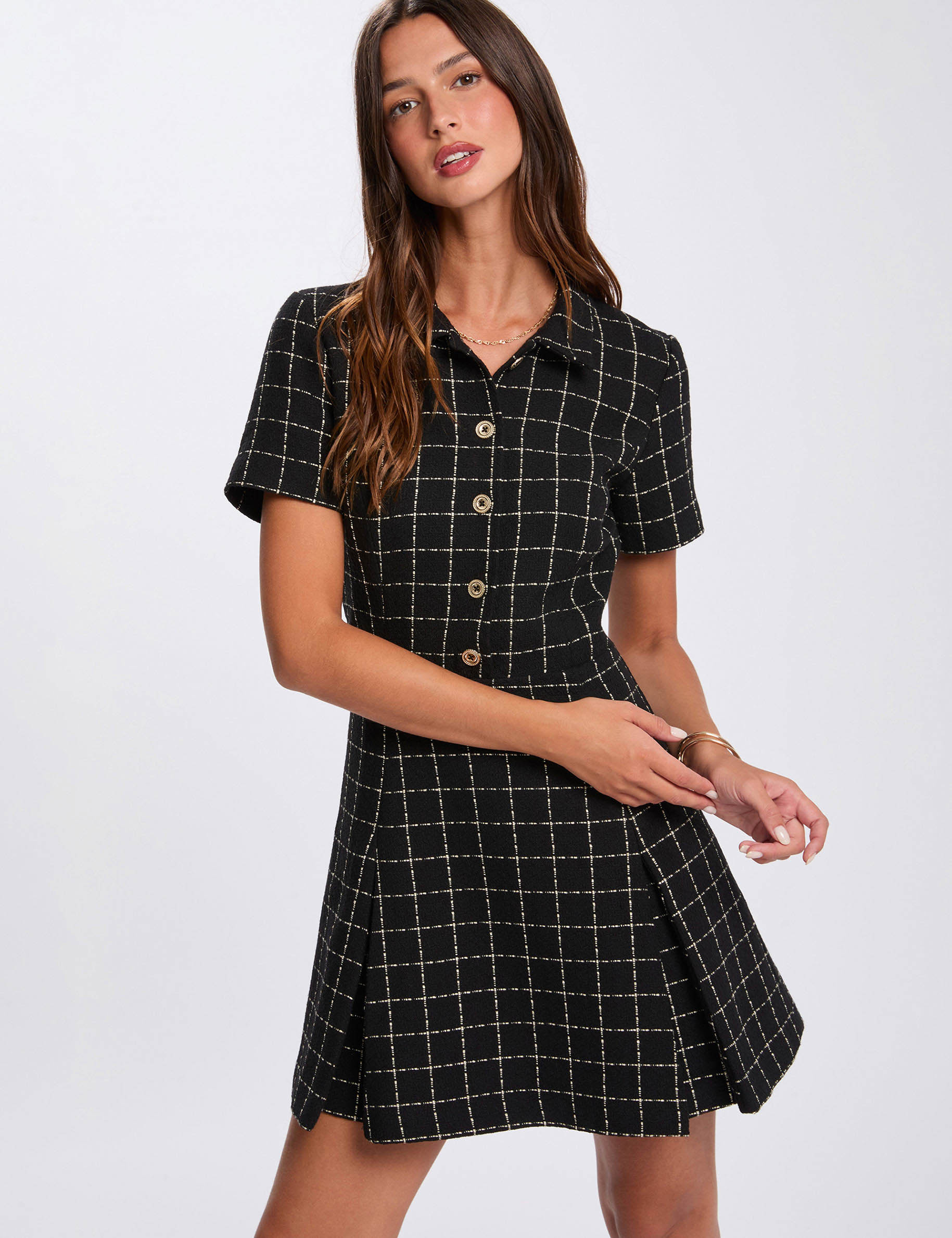 Fitted pleated dress black women