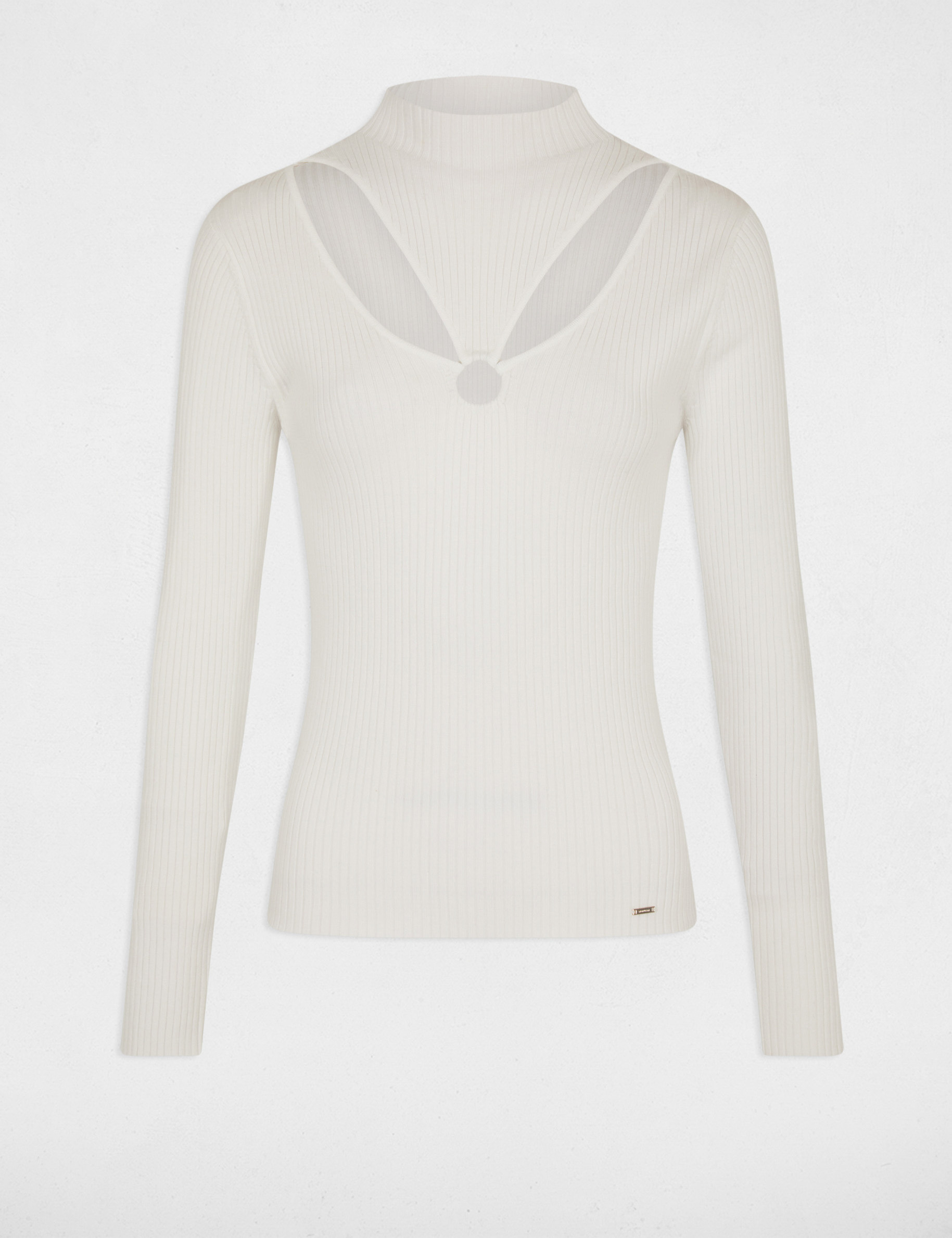 Long-sleeved jumper with openings ecru ladies'
