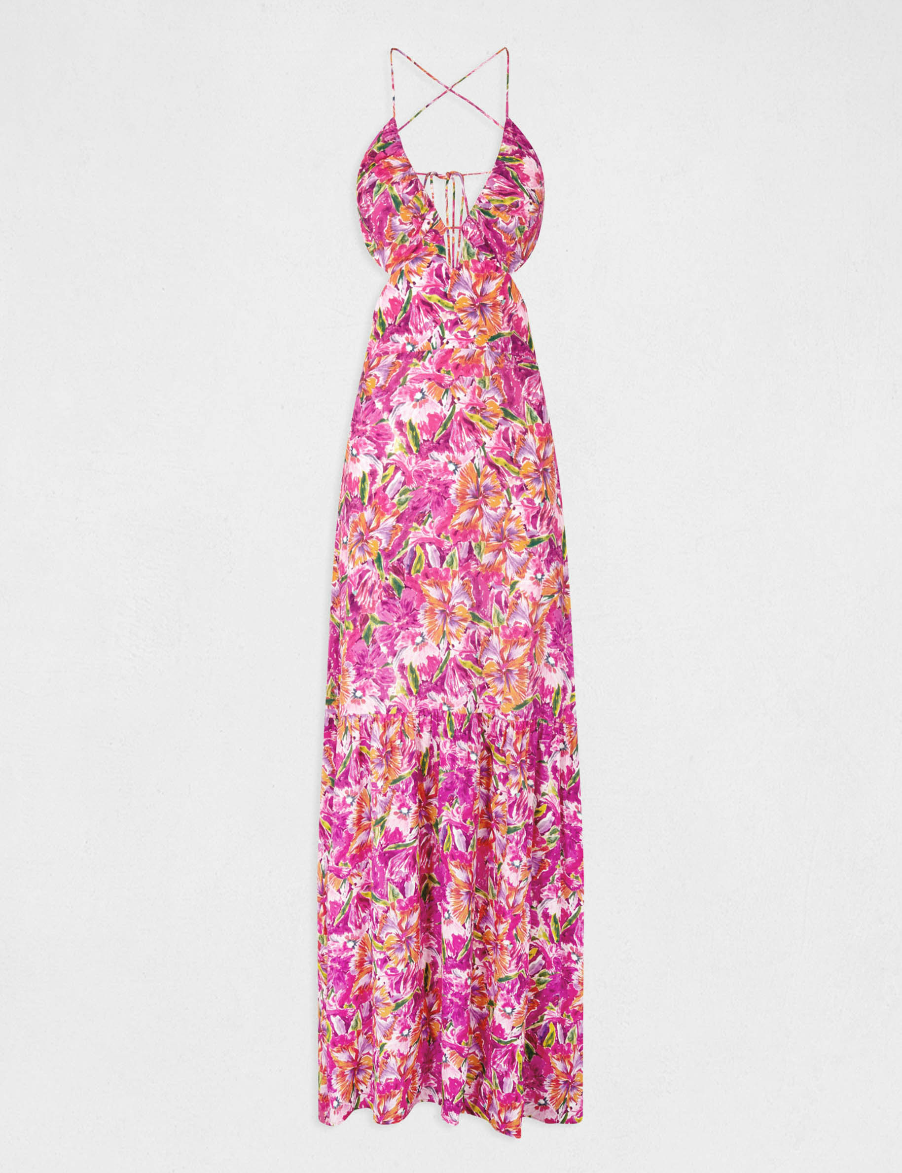 Maxi straight dress with floral print multico ladies'