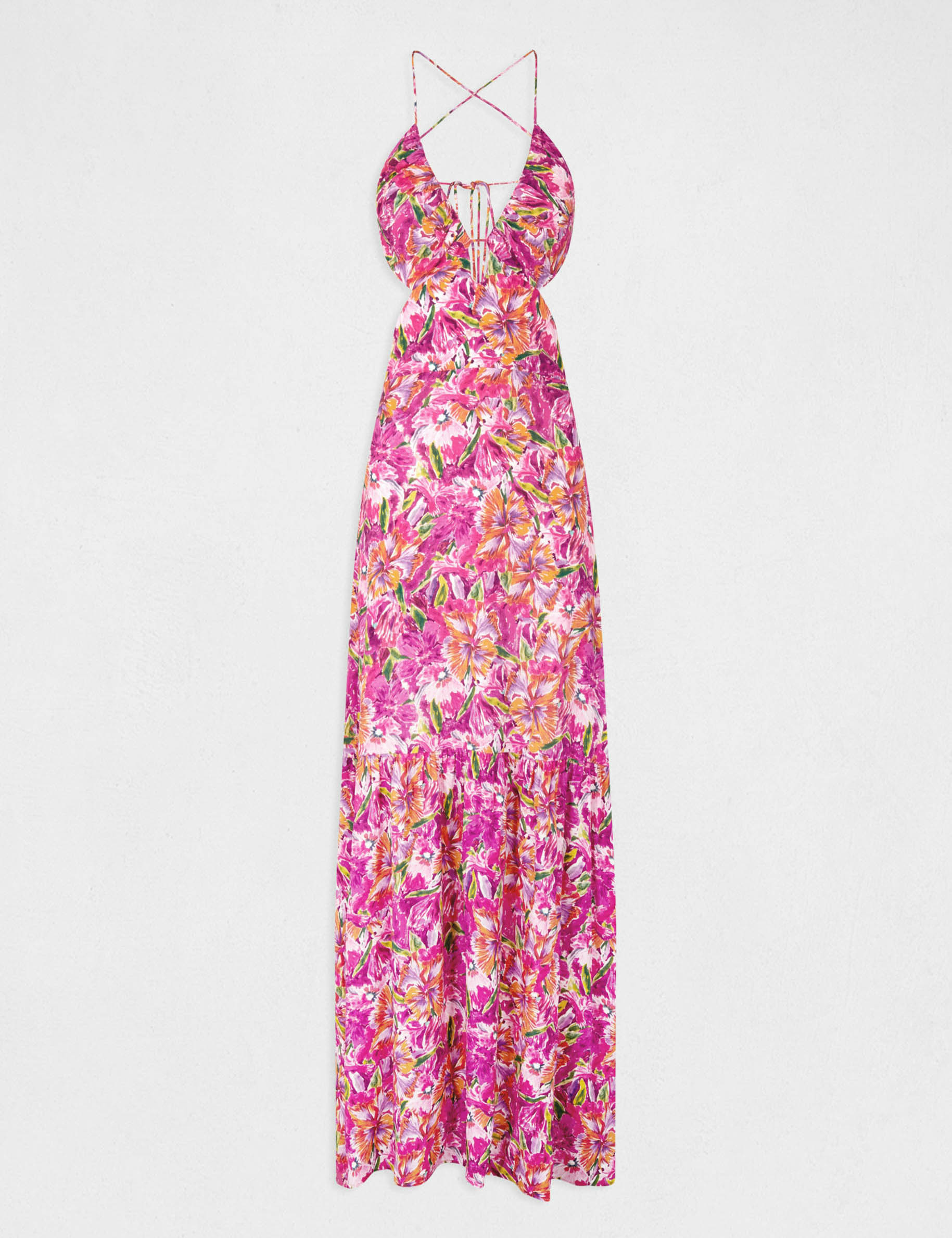 Maxi straight dress with floral print multico ladies' Maxi straight dress with floral print multico ladies'