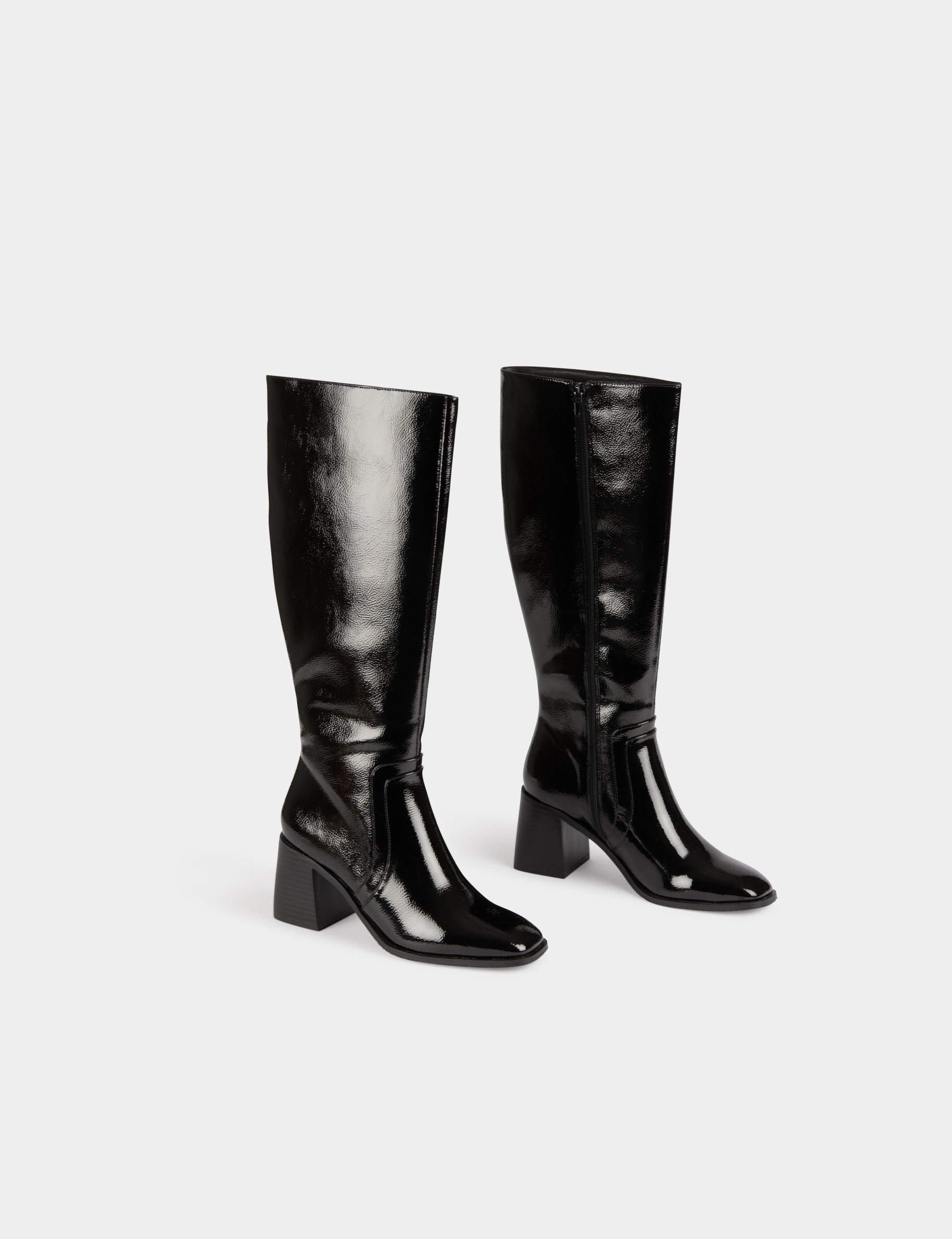 patent boots with heels black women Patent boots with heels black women