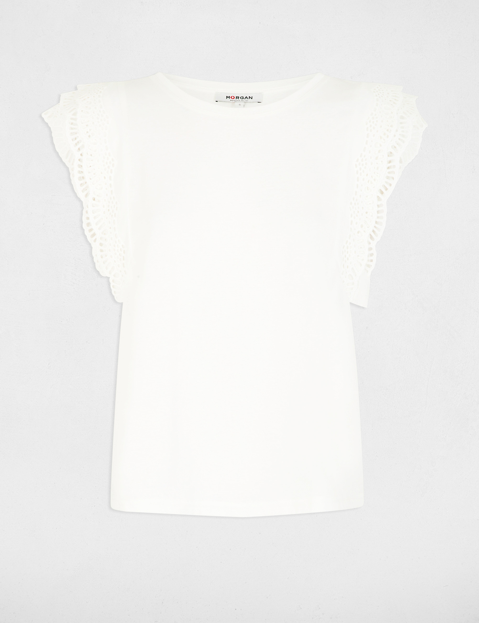 T-shirt with lace sleeves white women