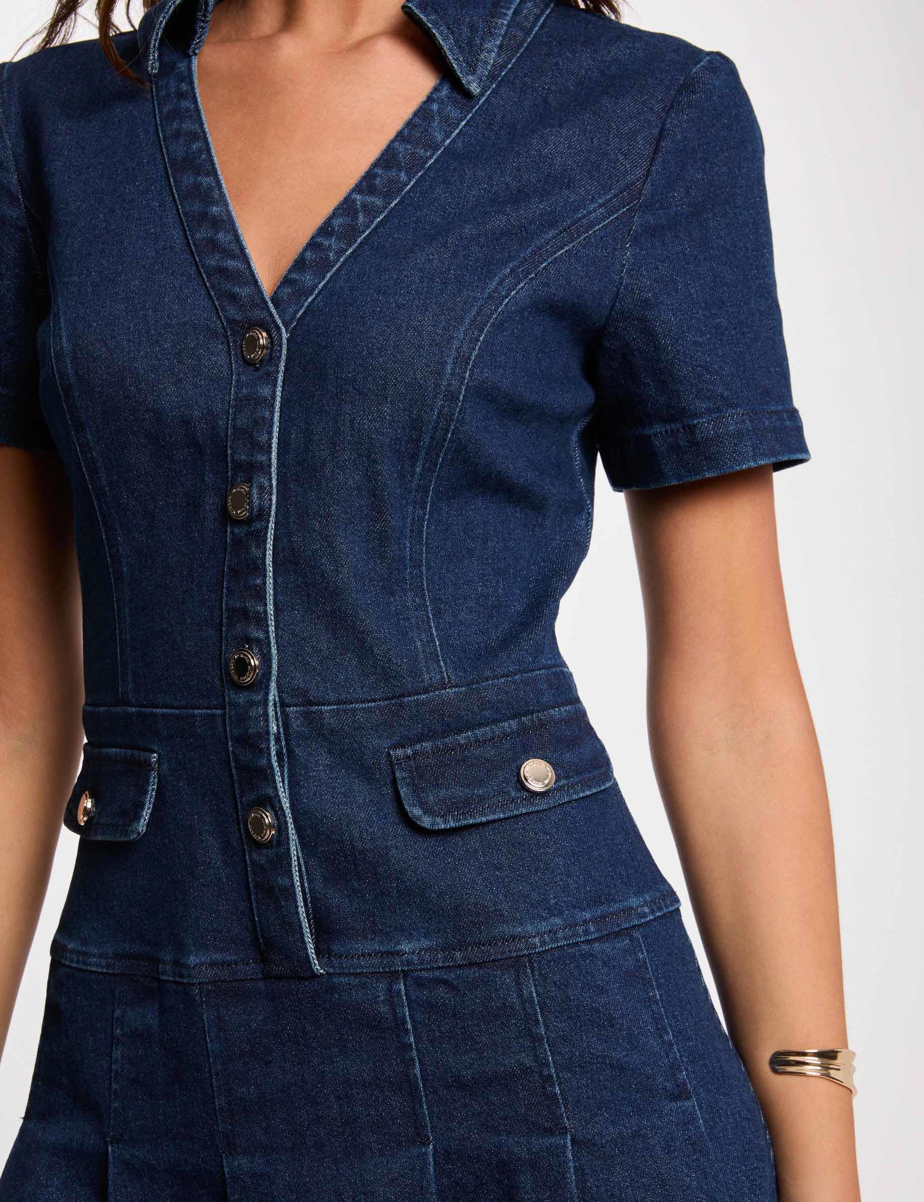 a line mini denim dress raw denim women A-line mini denim dress raw denim women