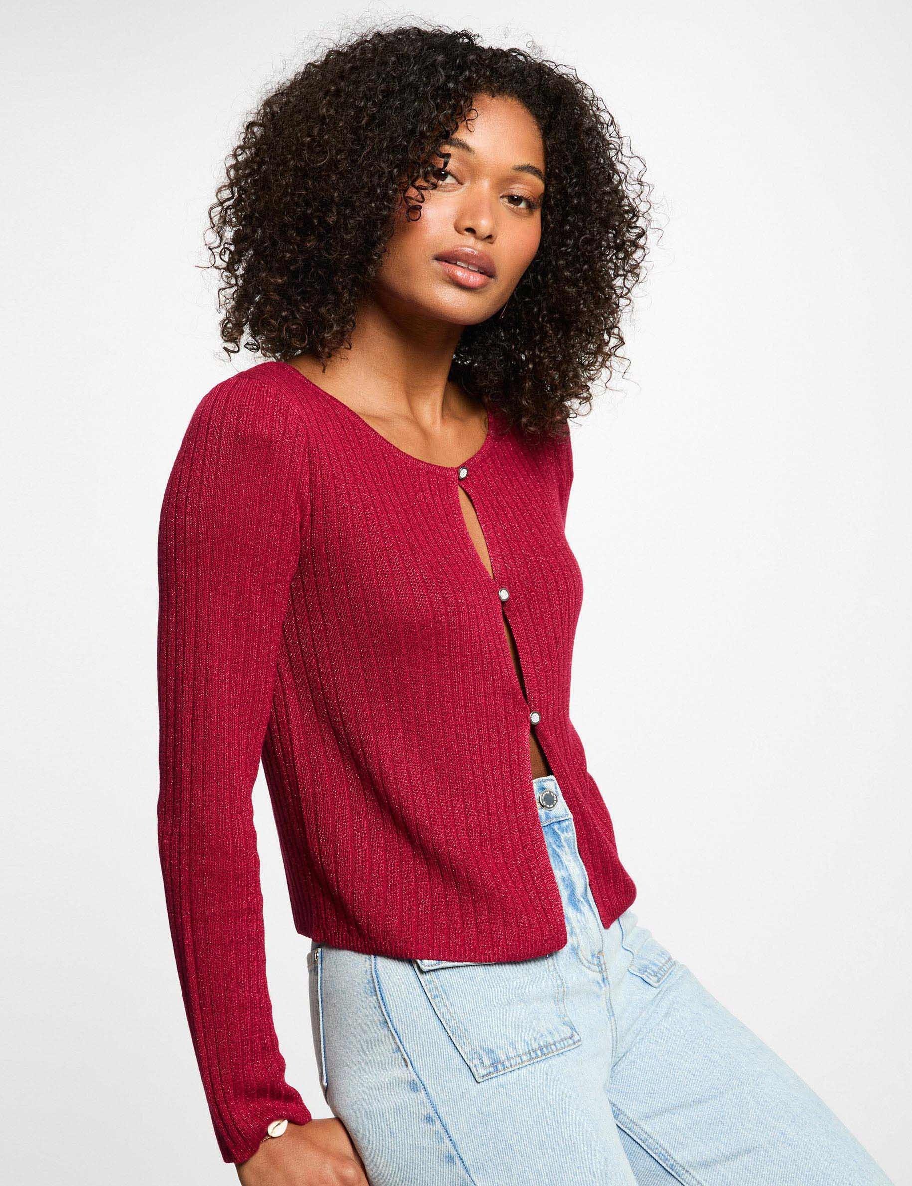 long sleeved cardigan dark red women Long-sleeved cardigan dark red women