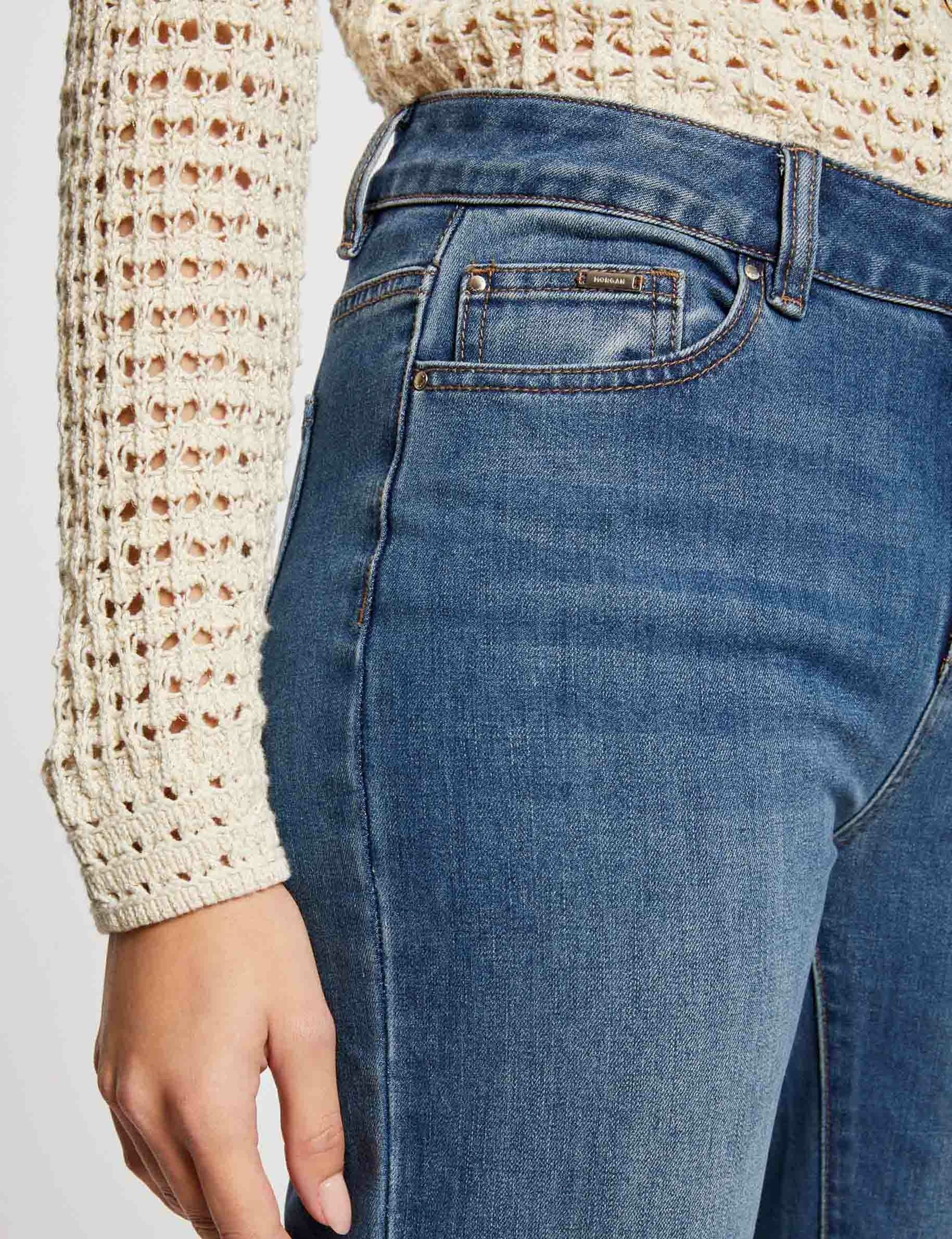 Cropped straight jeans stone denim ladies'