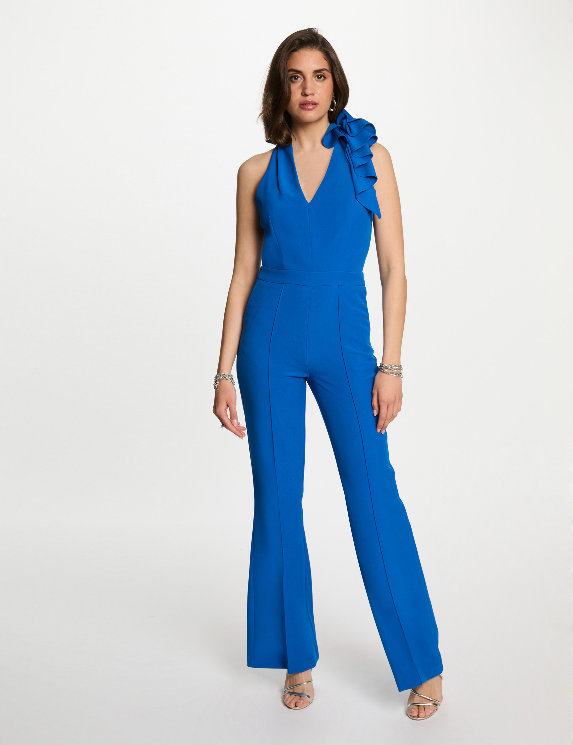 jumpsuit with ruffles electric blue women Jumpsuit with ruffles electric blue women