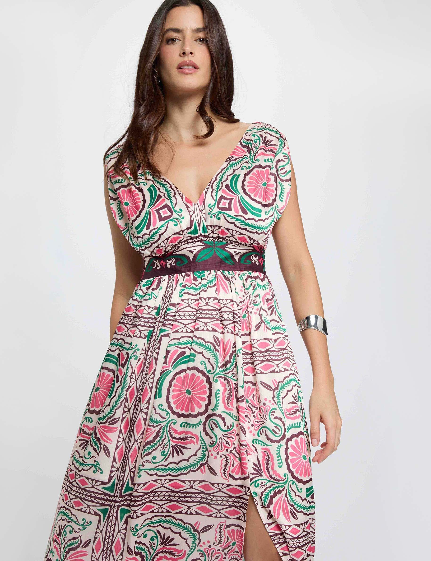 Fitted long dress multicolor women