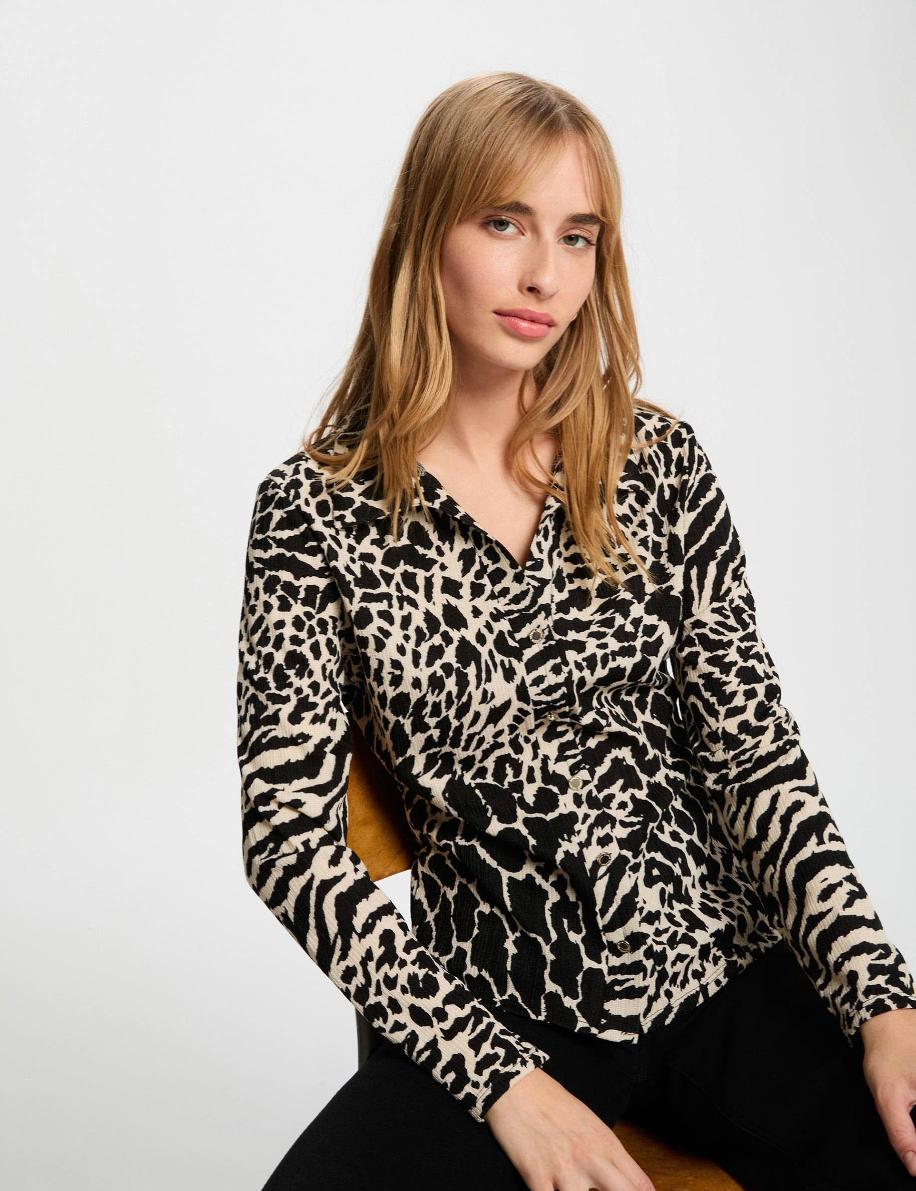 Fitted shirt with notched collar multicolor women